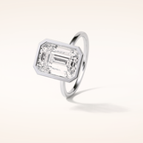 4.6 CT Emerald Shaped Bezel & Solitaire Moissanite Engagement Ring