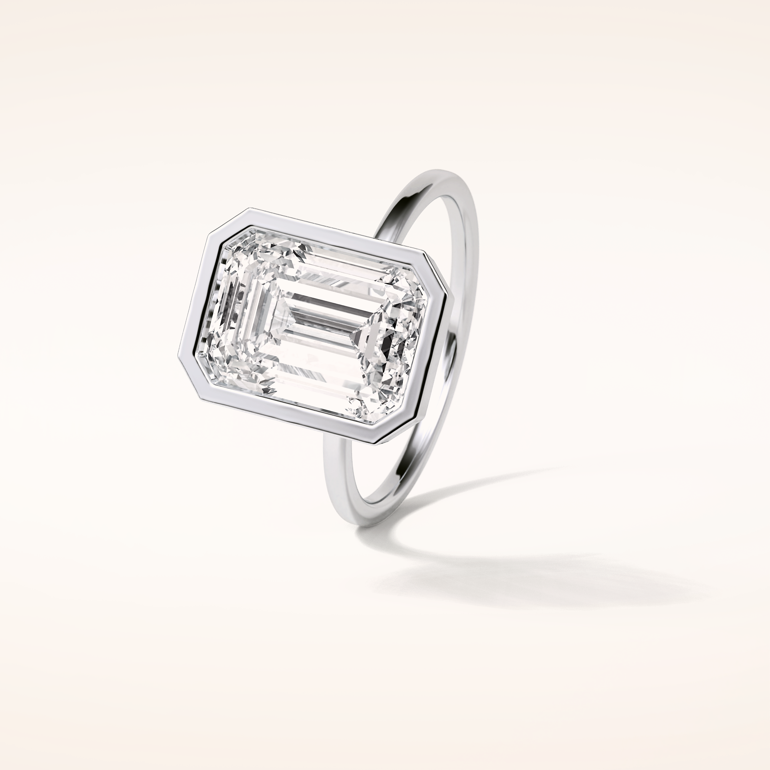 4.6 CT Emerald Shaped Bezel & Solitaire Moissanite Engagement Ring