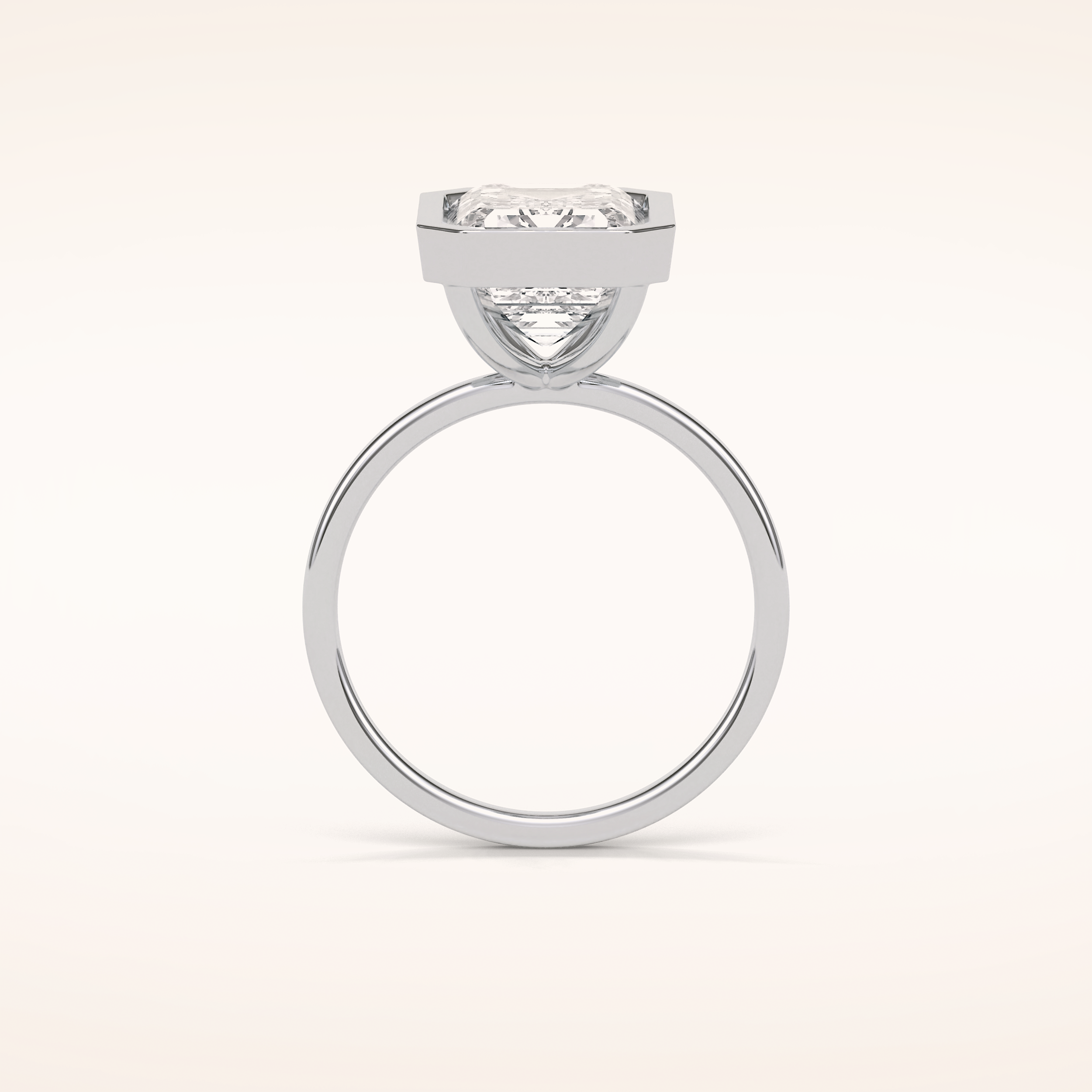 4.6 CT Emerald Shaped Bezel & Solitaire Moissanite Engagement Ring