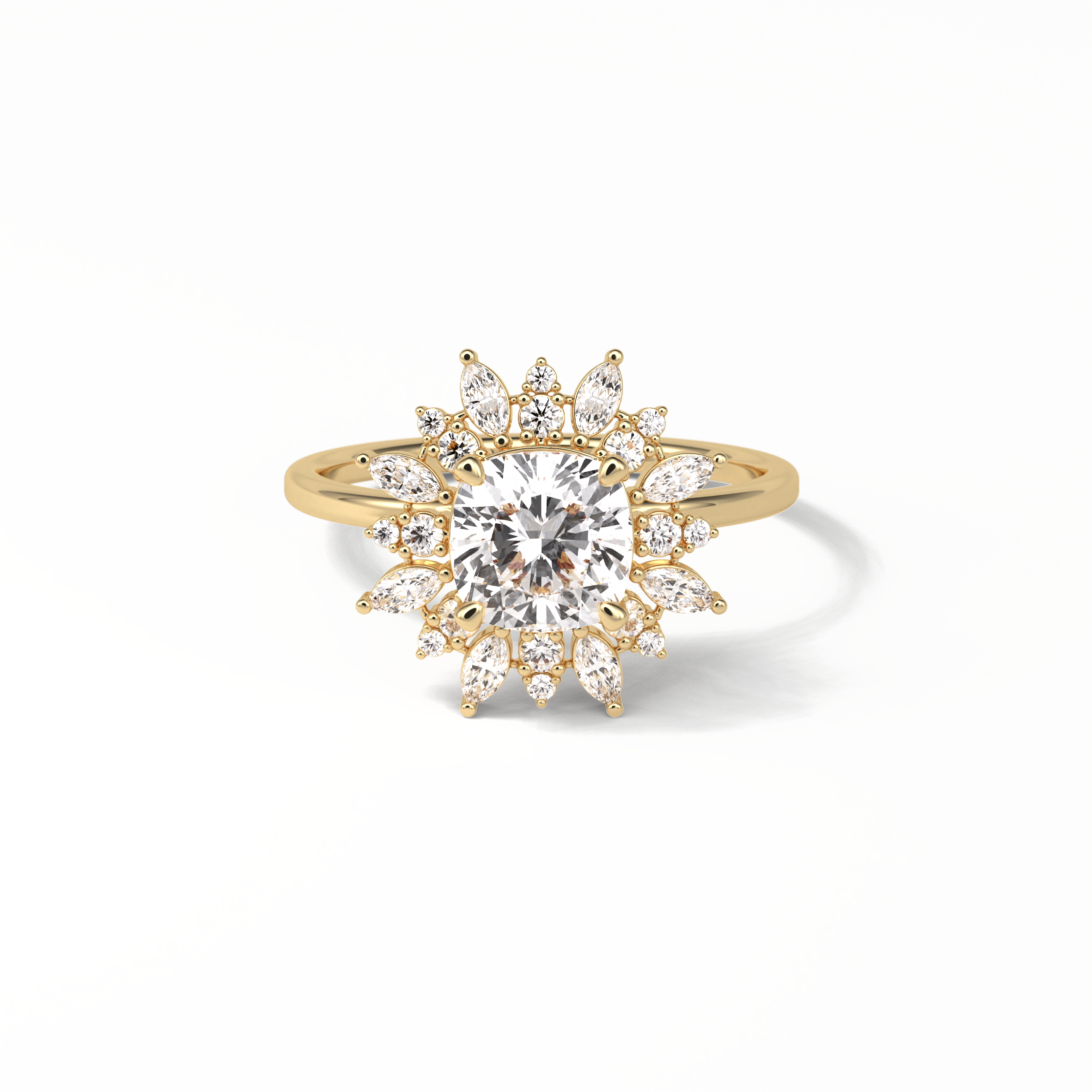 Cushion Cluster Lab Grown Diamond Engagement Ring