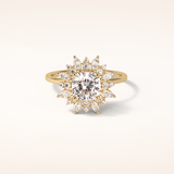 1.21 CT Cushion Shaped Cluster Moissanite Engagement Ring