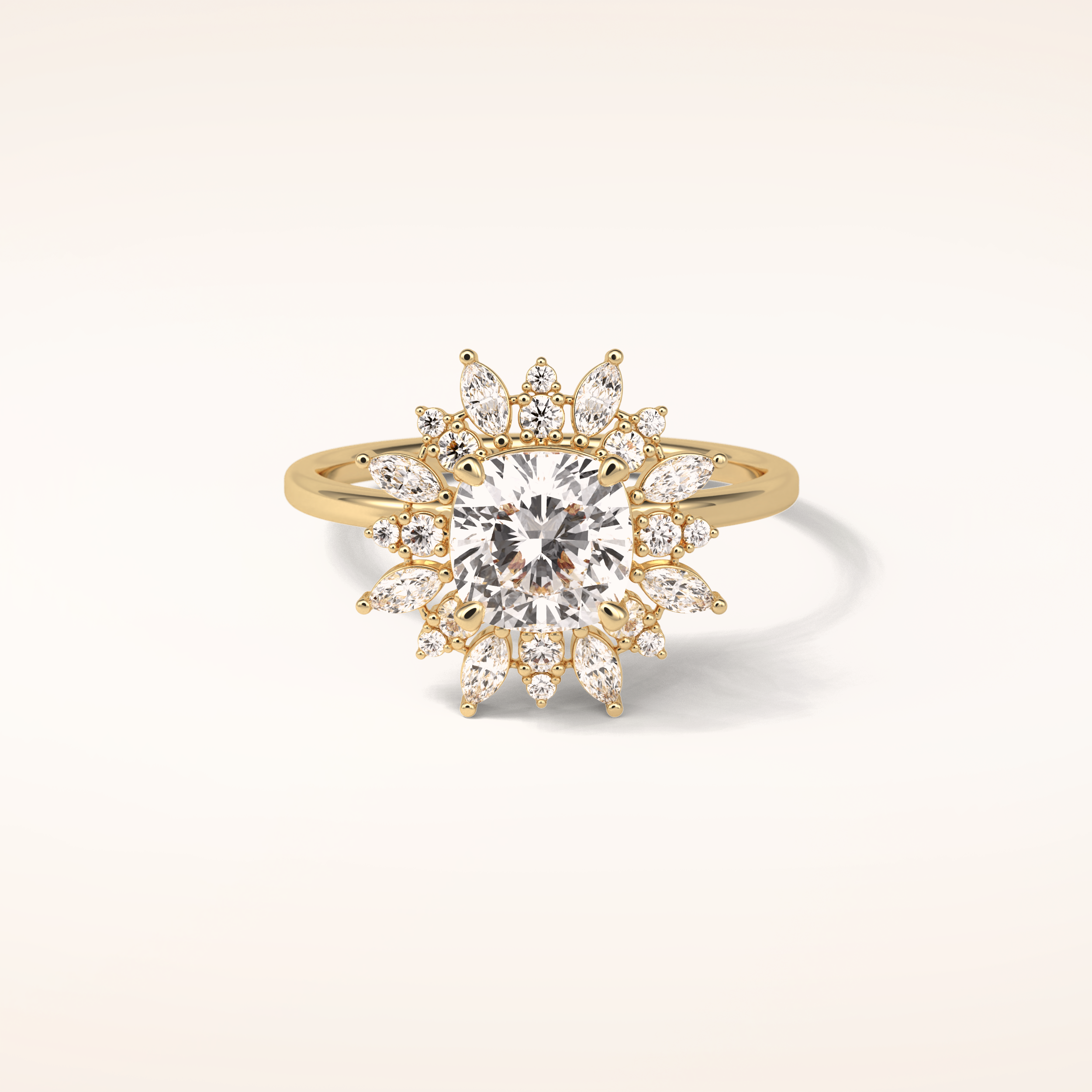 1.21 CT Cushion Shaped Cluster Moissanite Engagement Ring