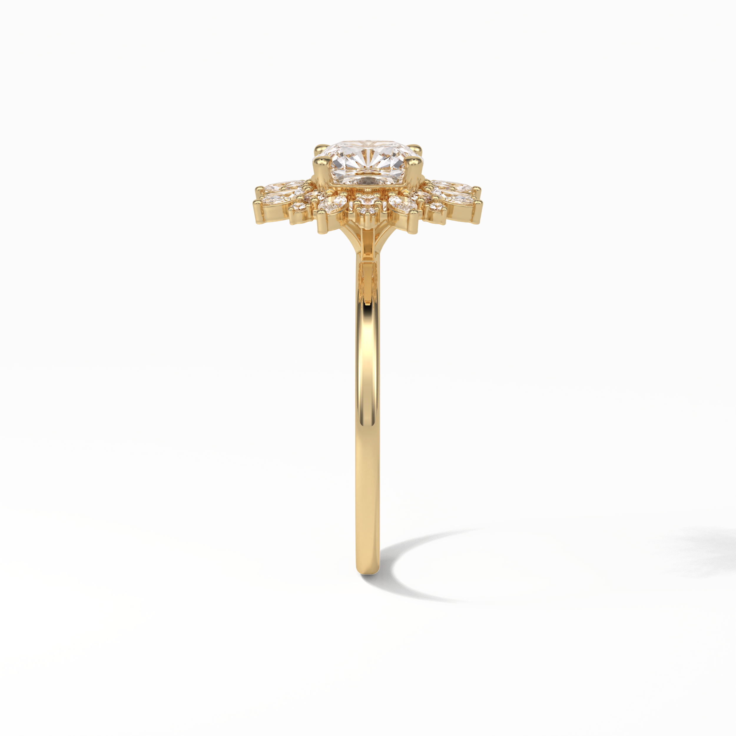 Cushion Cluster Lab Grown Diamond Engagement Ring