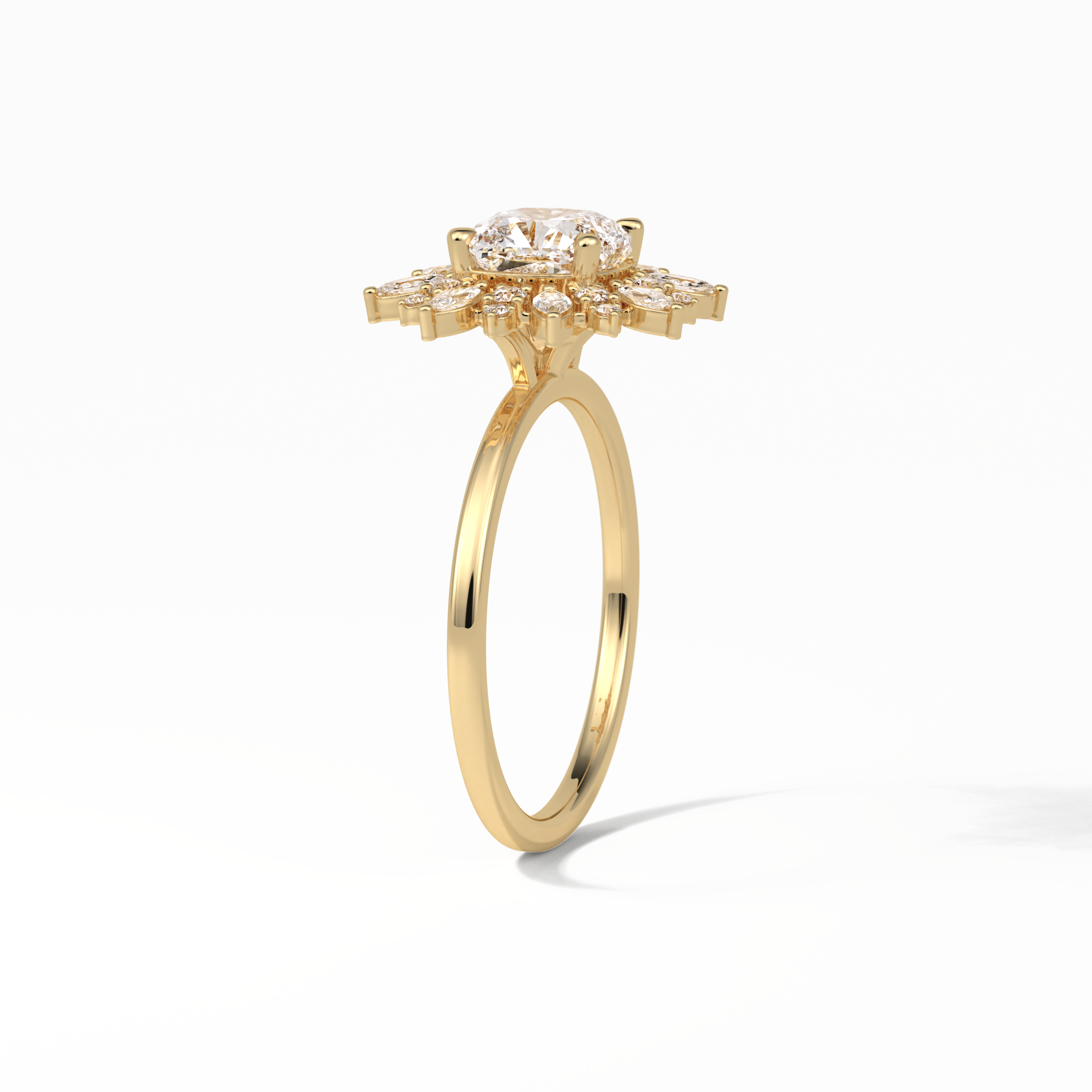 Cushion Cluster Lab Grown Diamond Engagement Ring