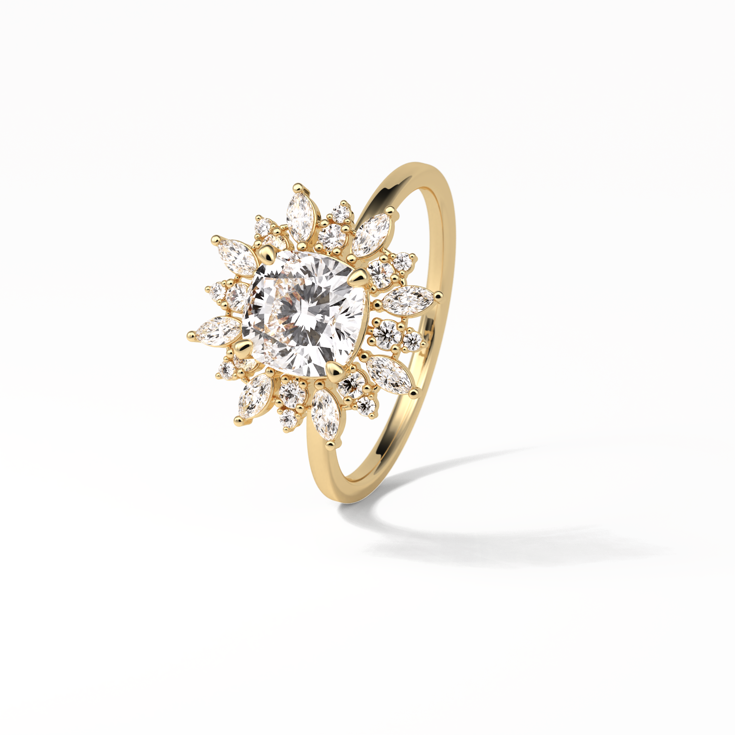 Cushion Cluster Lab Grown Diamond Engagement Ring