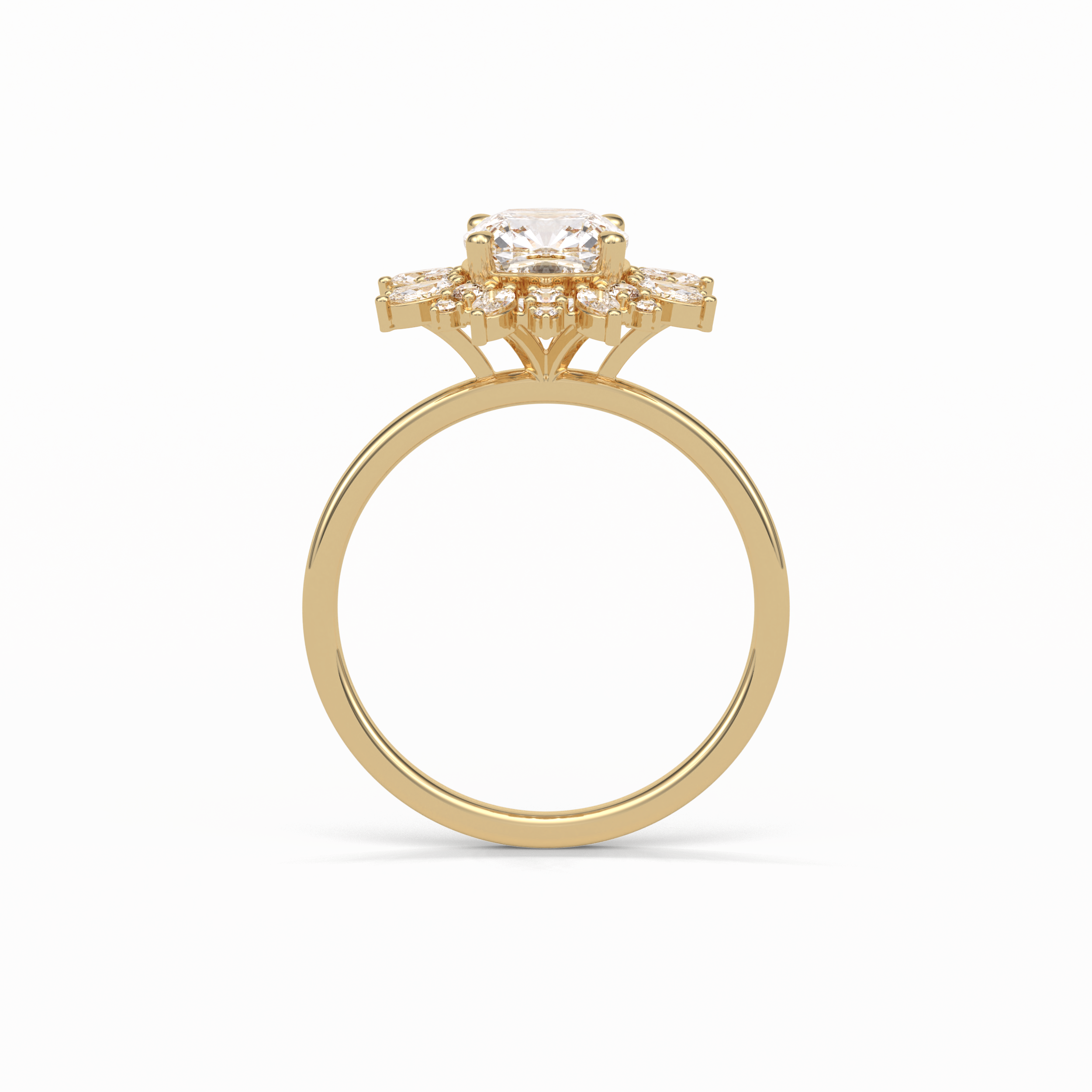 Cushion Cluster Lab Grown Diamond Engagement Ring