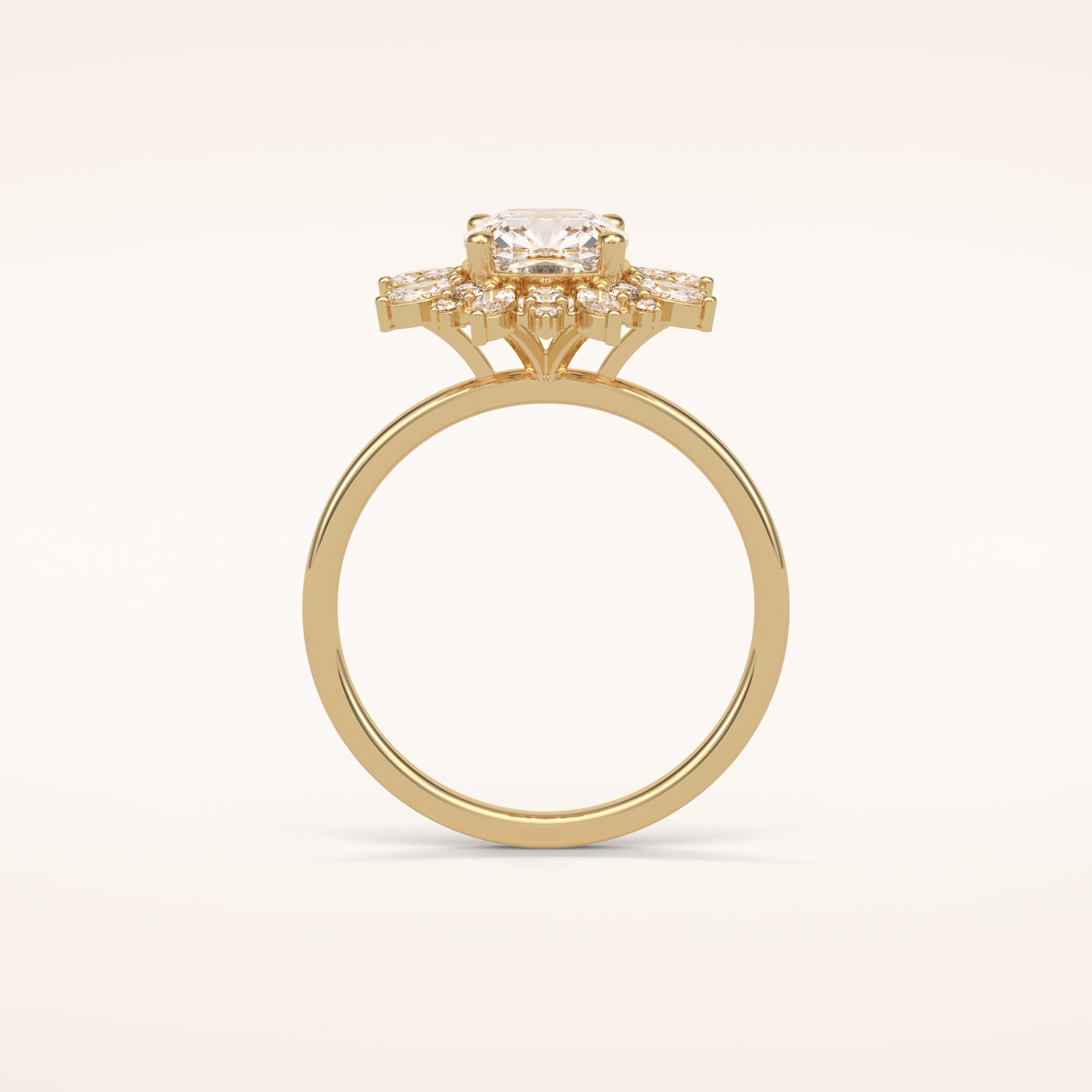 1.21 CT Cushion Shaped Cluster Moissanite Engagement Ring