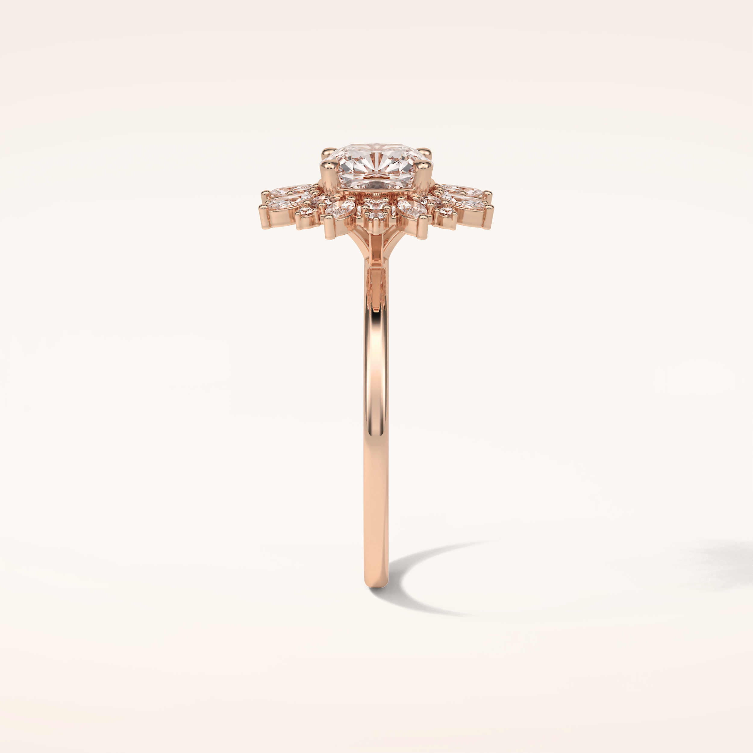 1.21 CT Cushion Shaped Cluster Moissanite Engagement Ring