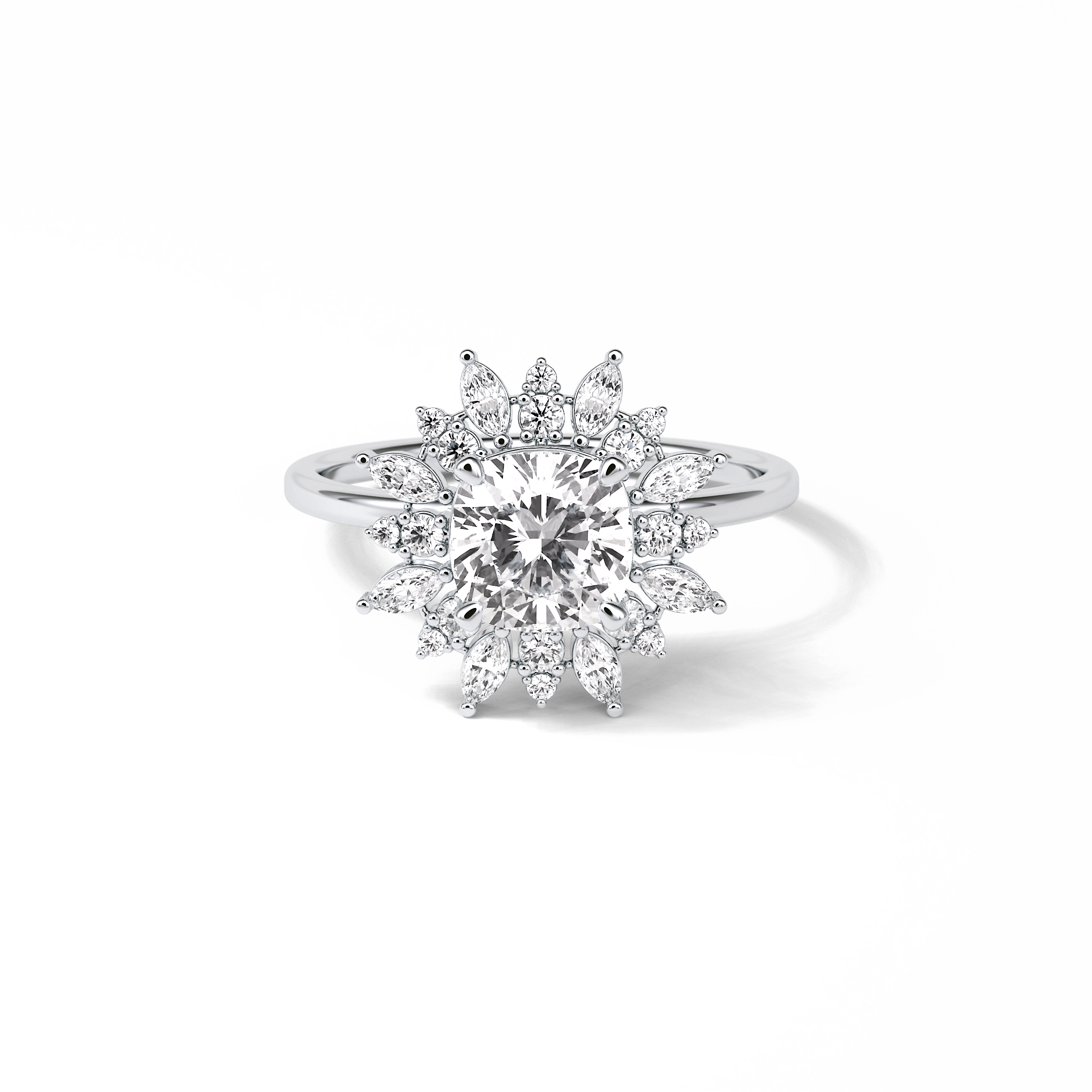 Cushion Cluster Lab Grown Diamond Engagement Ring