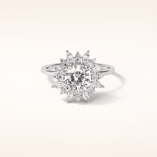 1.21 CT Cushion Shaped Cluster Moissanite Engagement Ring