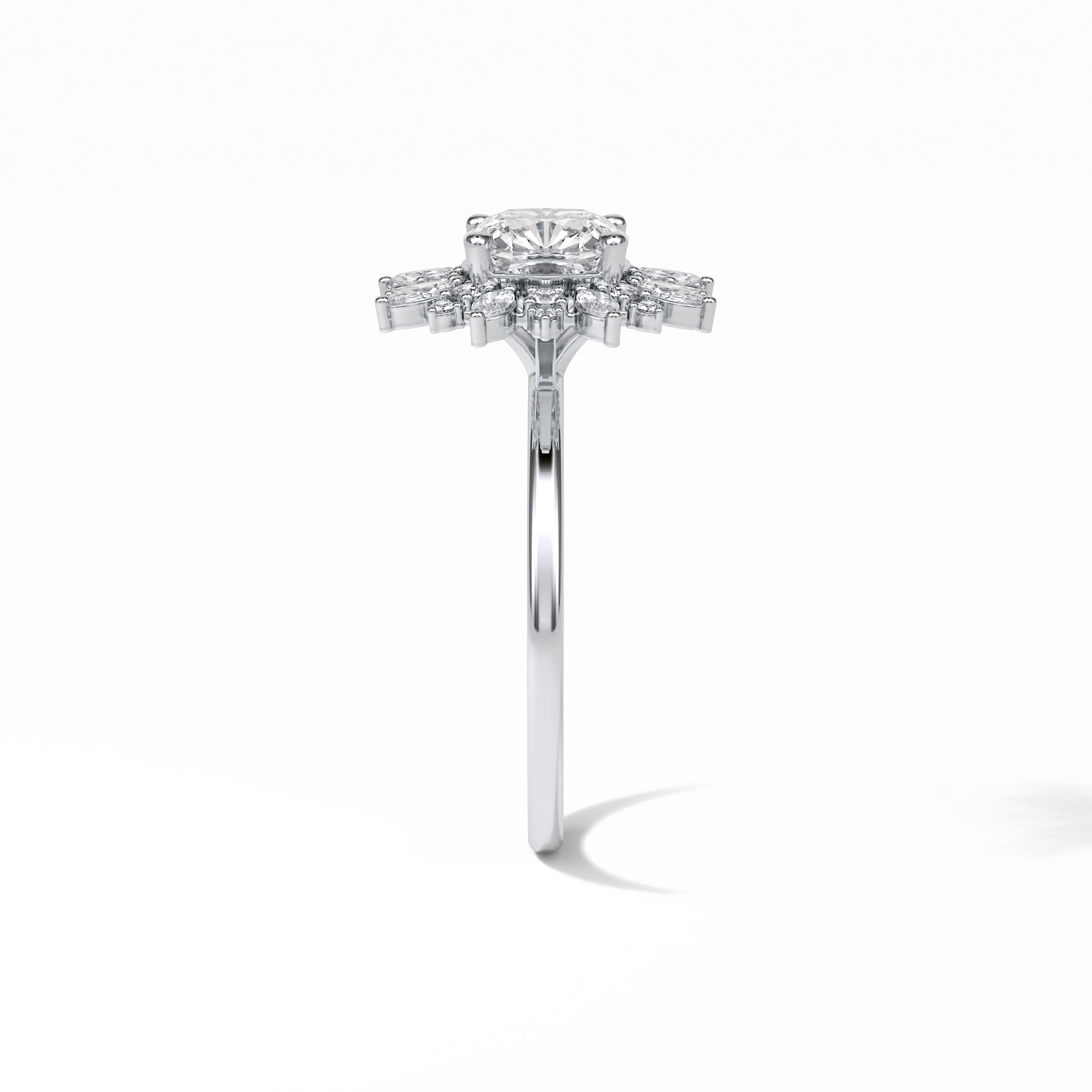 Cushion Cluster Lab Grown Diamond Engagement Ring