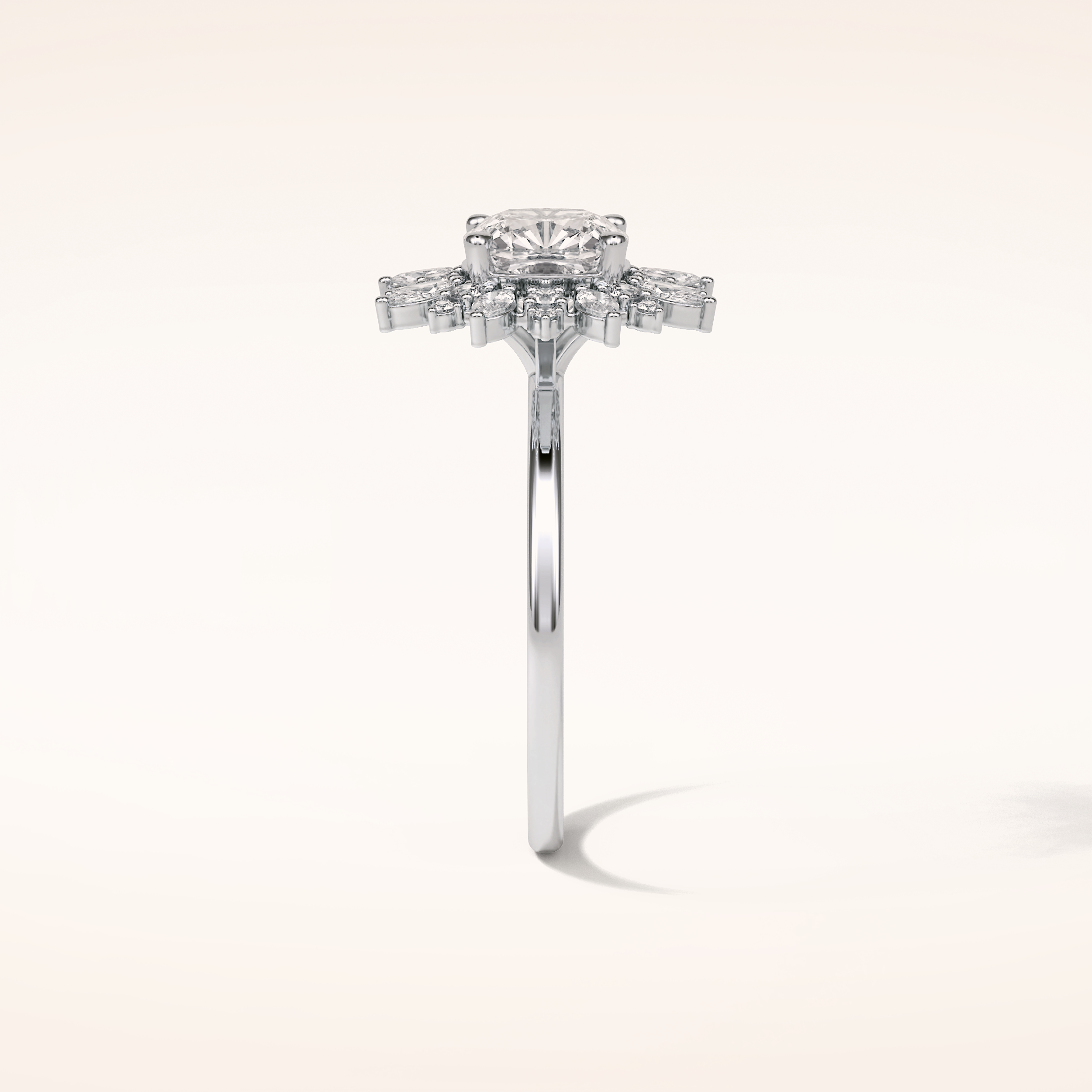 1.21 CT Cushion Shaped Cluster Moissanite Engagement Ring