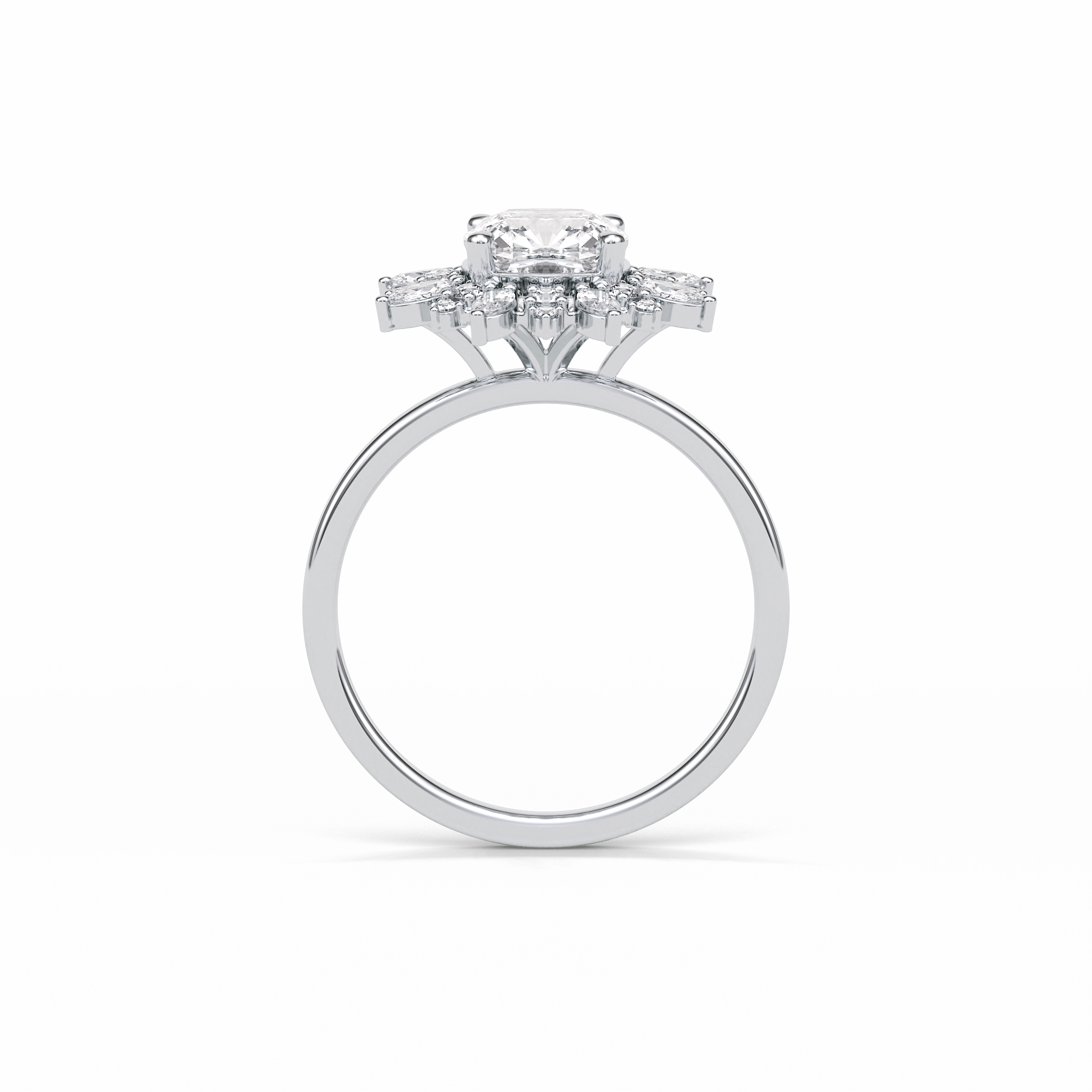 Cushion Cluster Lab Grown Diamond Engagement Ring