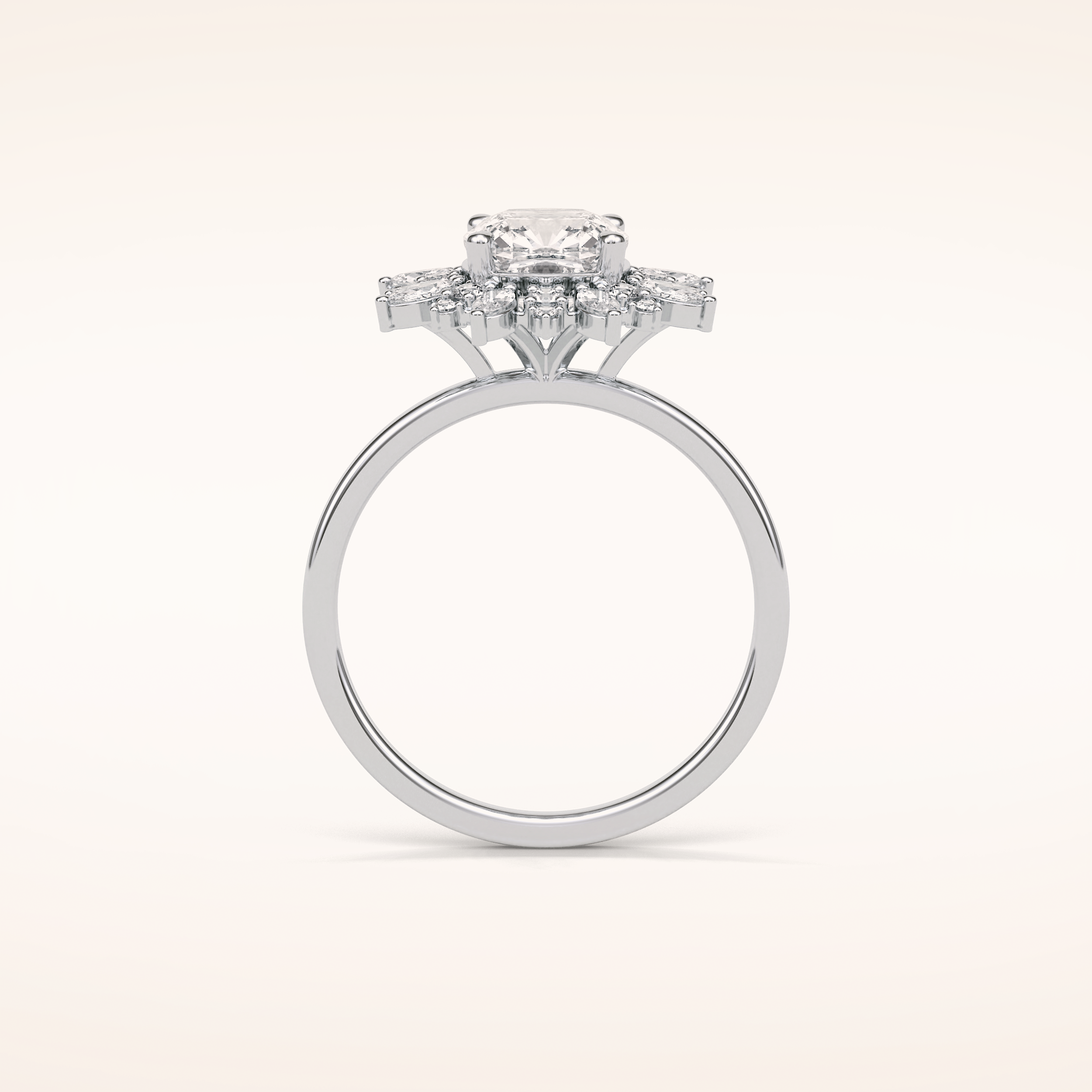 1.21 CT Cushion Shaped Cluster Moissanite Engagement Ring