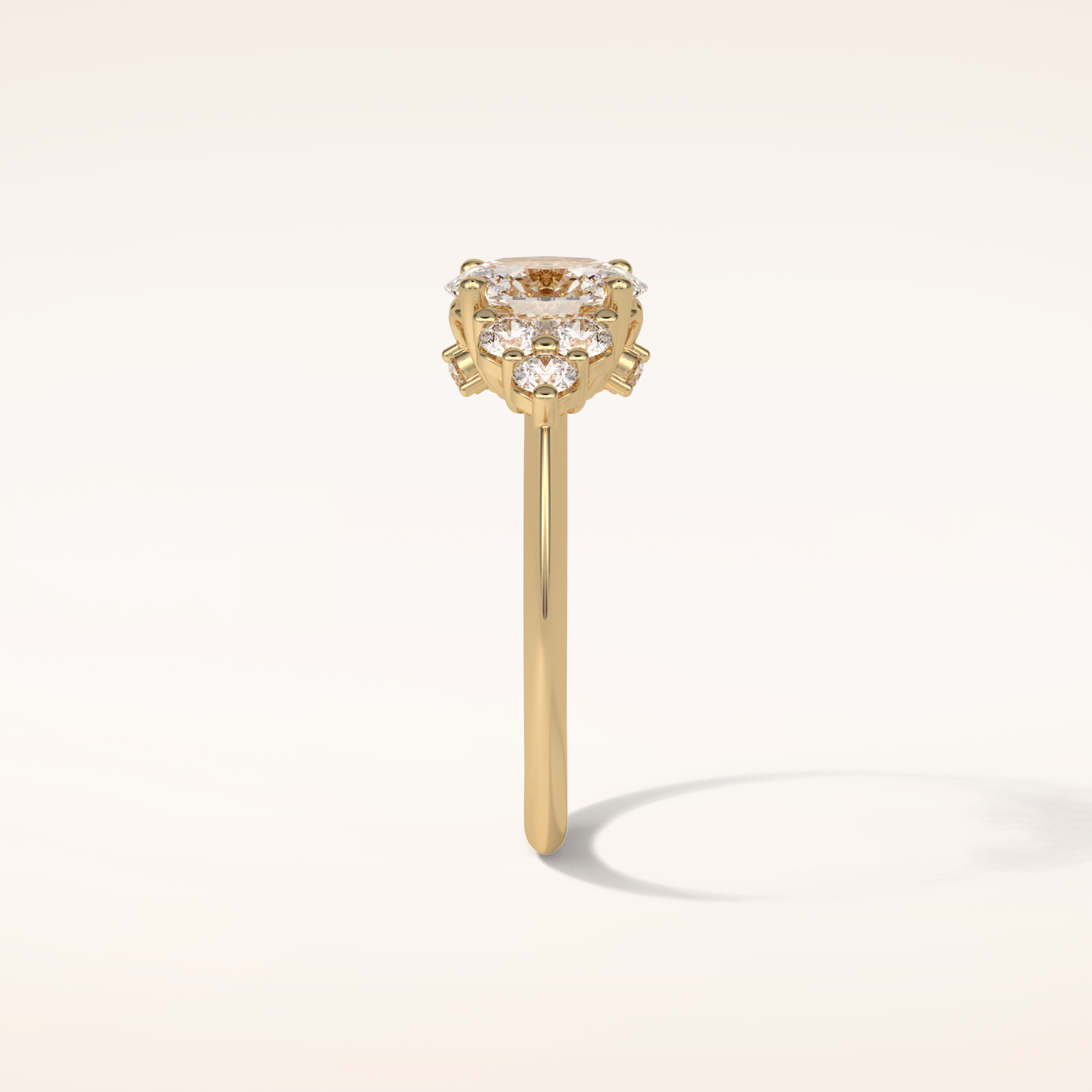 1.33 CT Oval Shaped Cluster Moissanite Engagement Ring