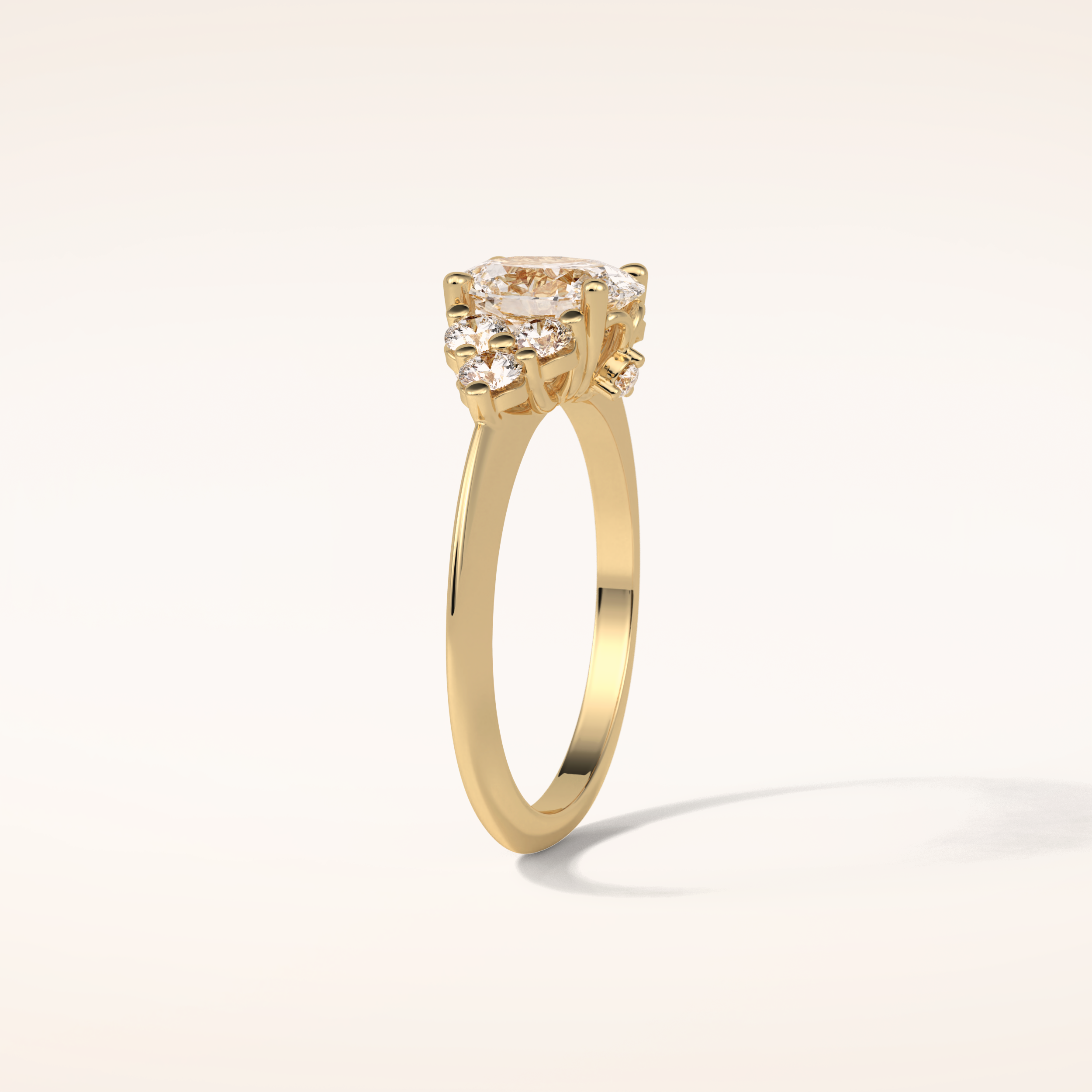 1.33 CT Oval Shaped Cluster Moissanite Engagement Ring