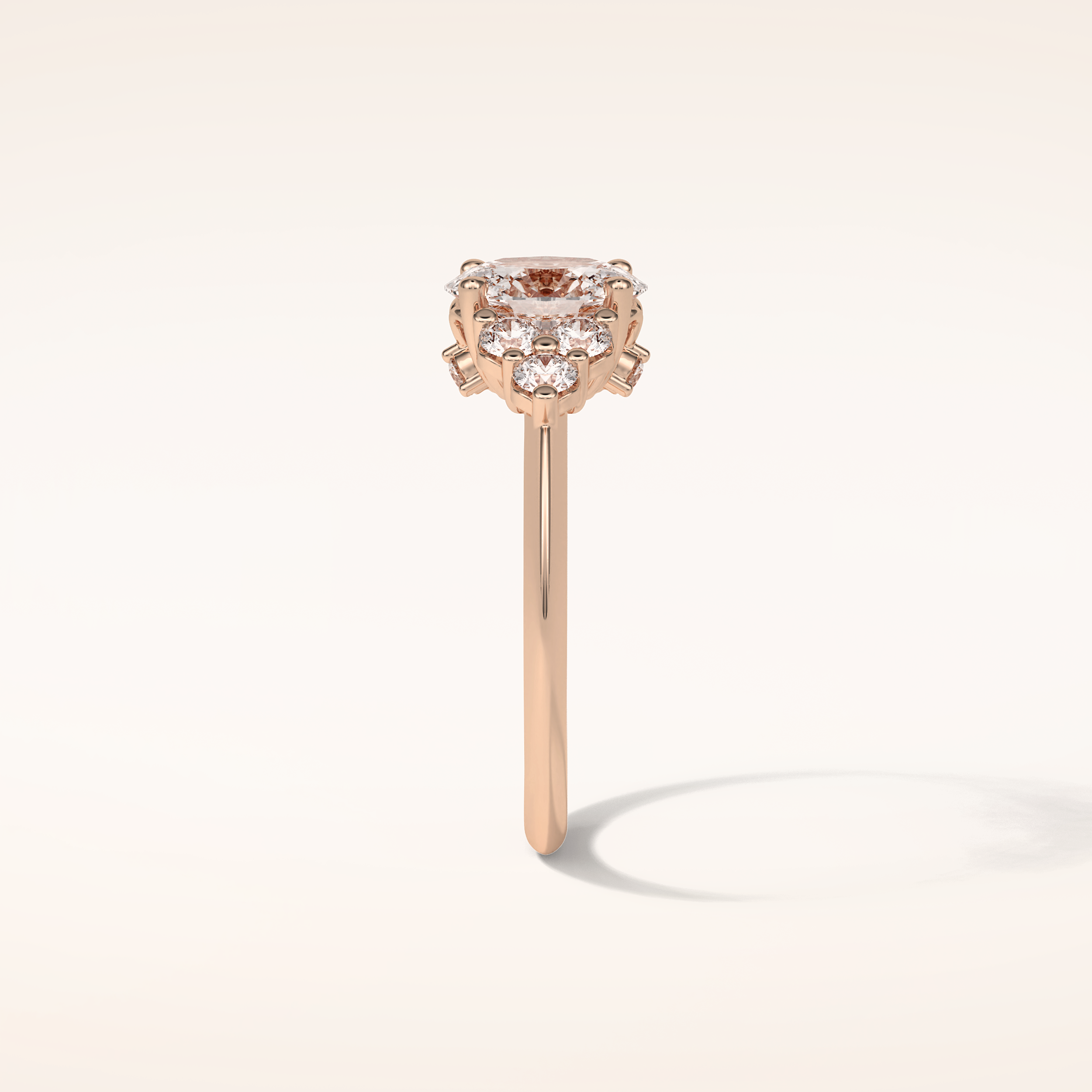 1.33 CT Oval Shaped Cluster Moissanite Engagement Ring