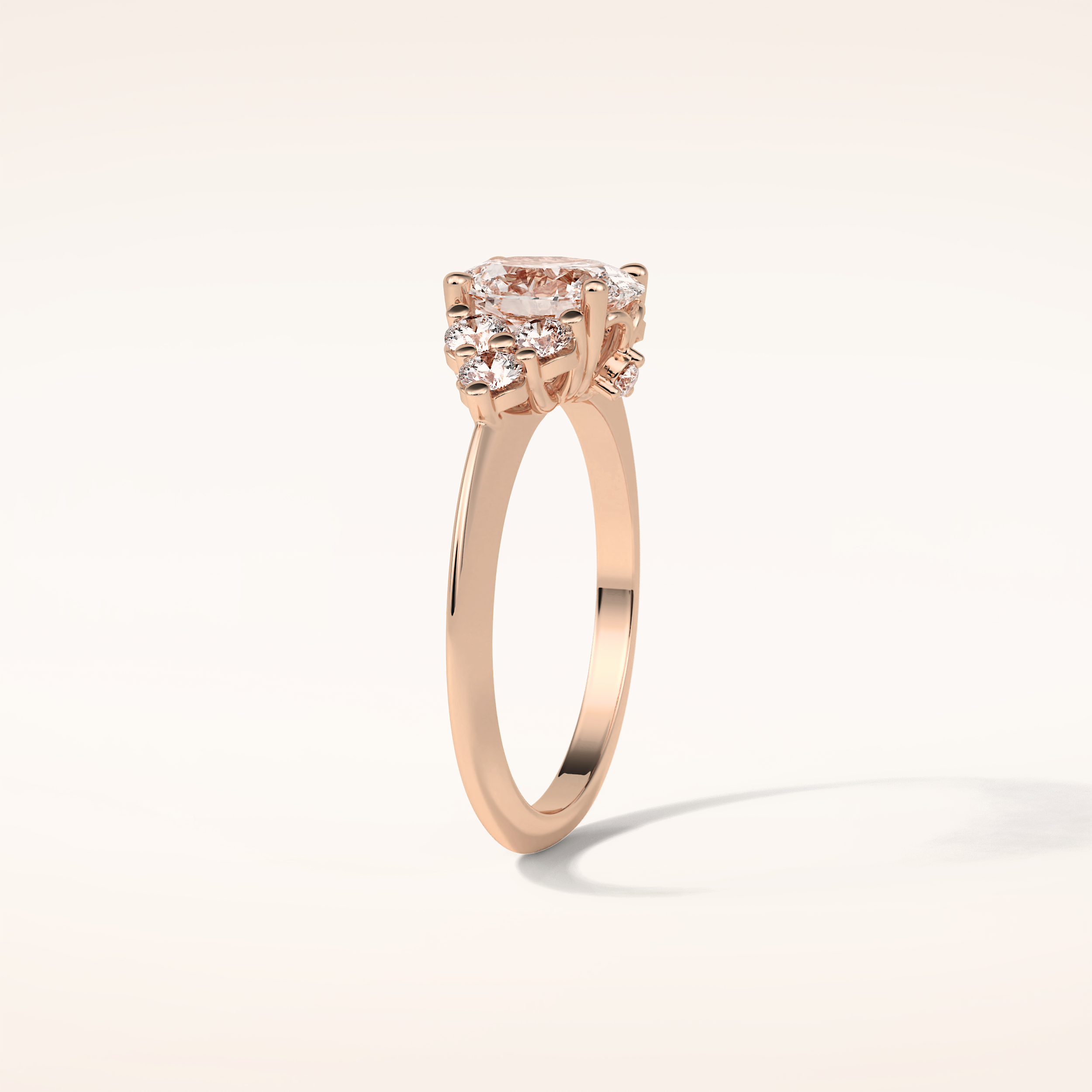 1.33 CT Oval Shaped Cluster Moissanite Engagement Ring