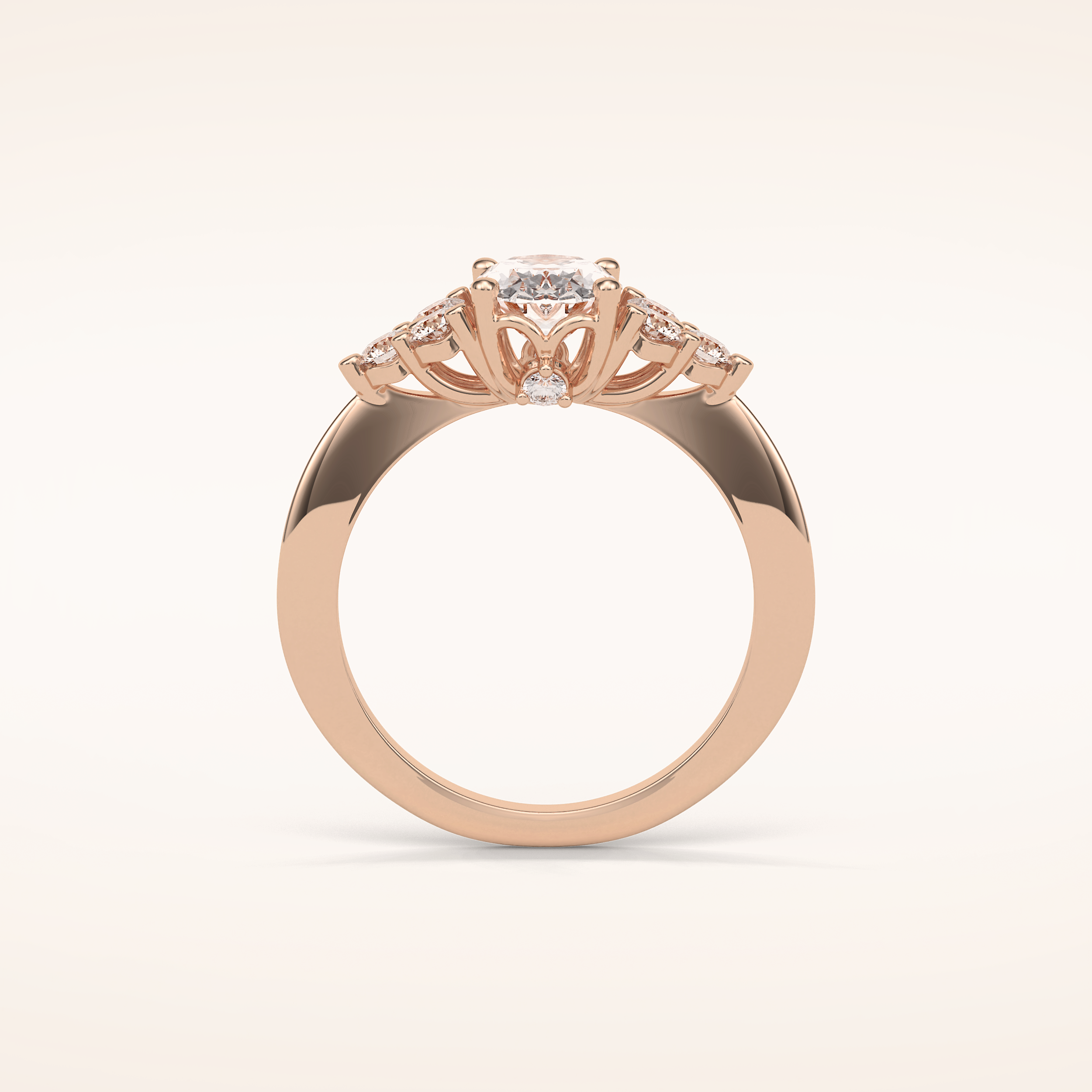 1.33 CT Oval Shaped Cluster Moissanite Engagement Ring