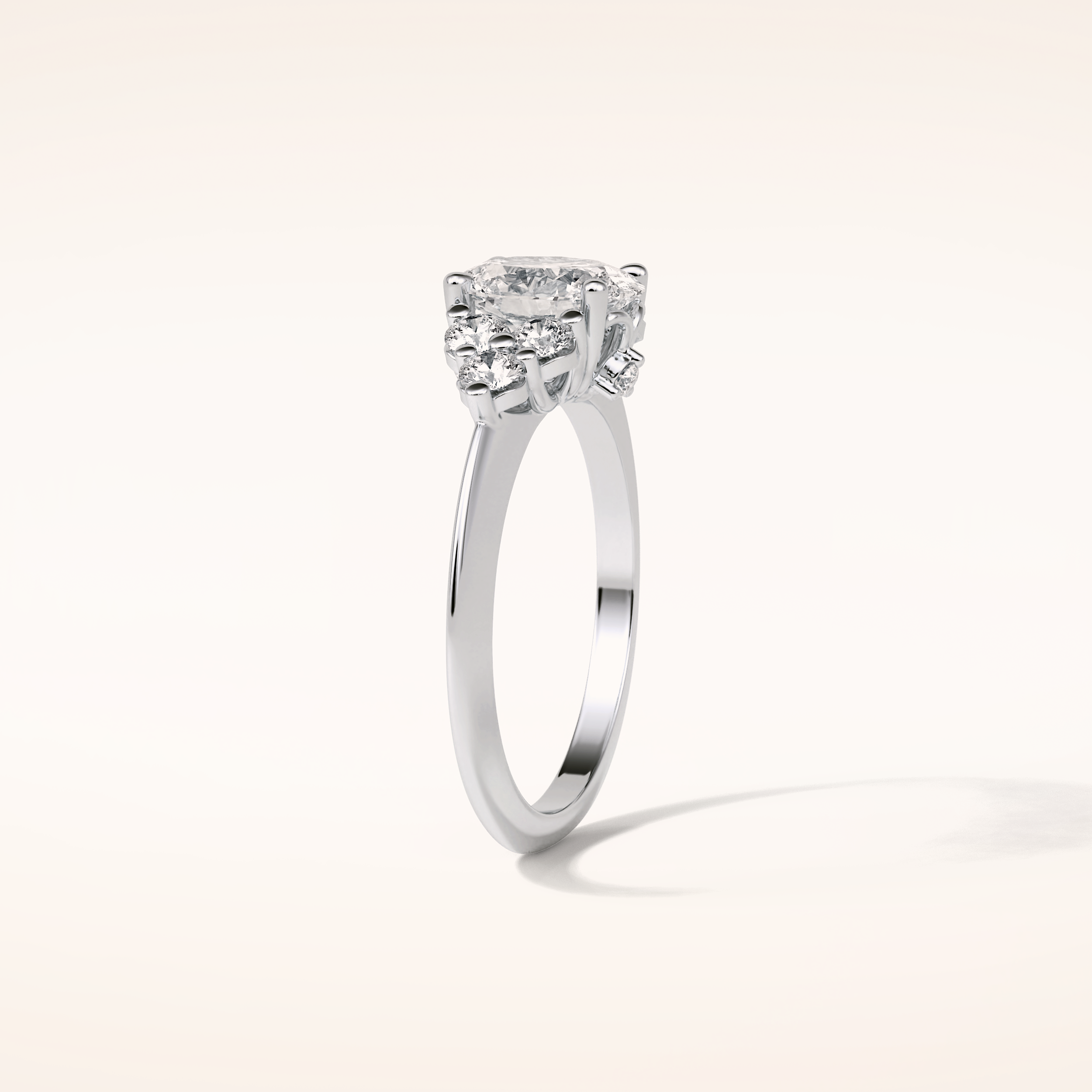 1.33 CT Oval Shaped Cluster Moissanite Engagement Ring