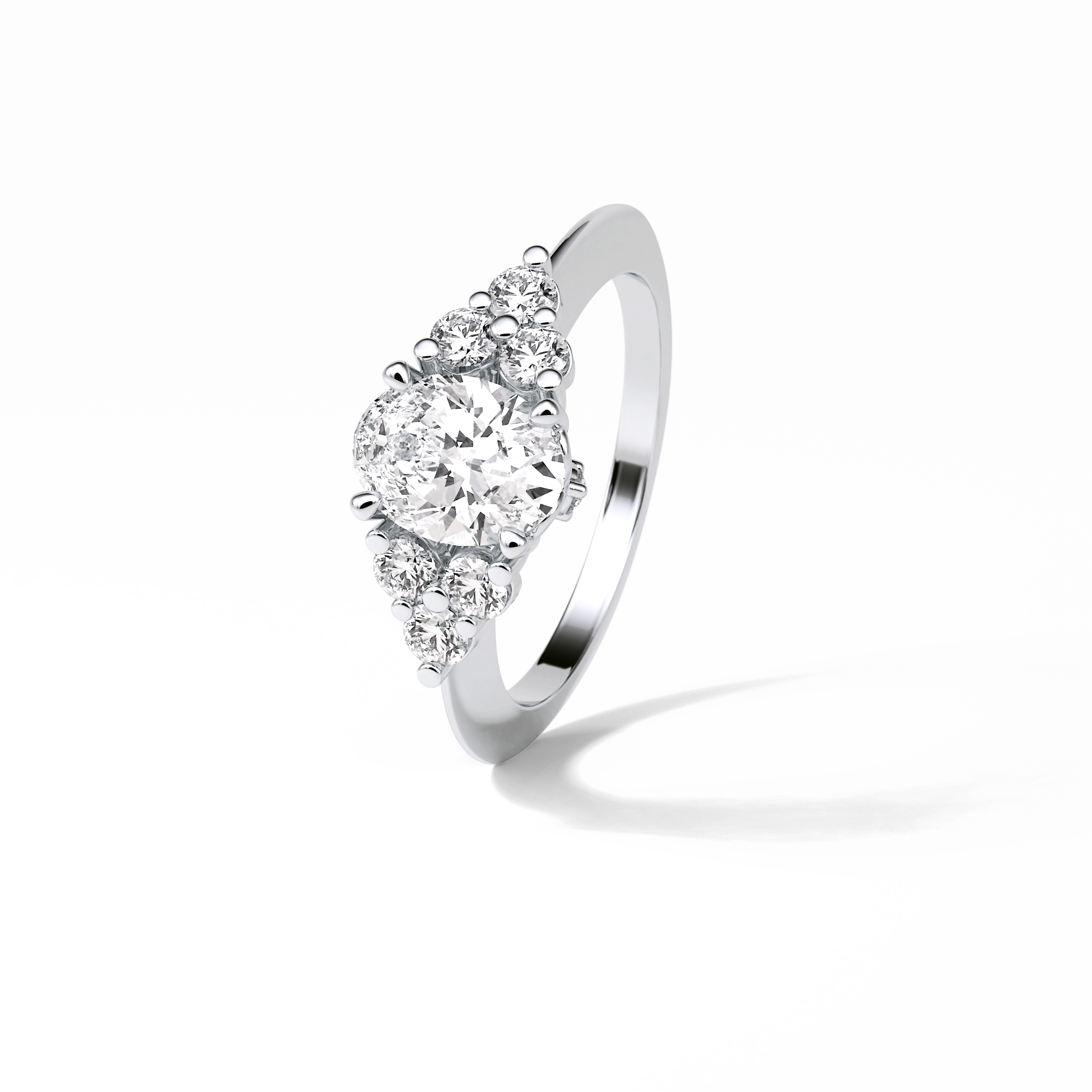 Oval Cluster Lab Grown Diamond Engagement Ring