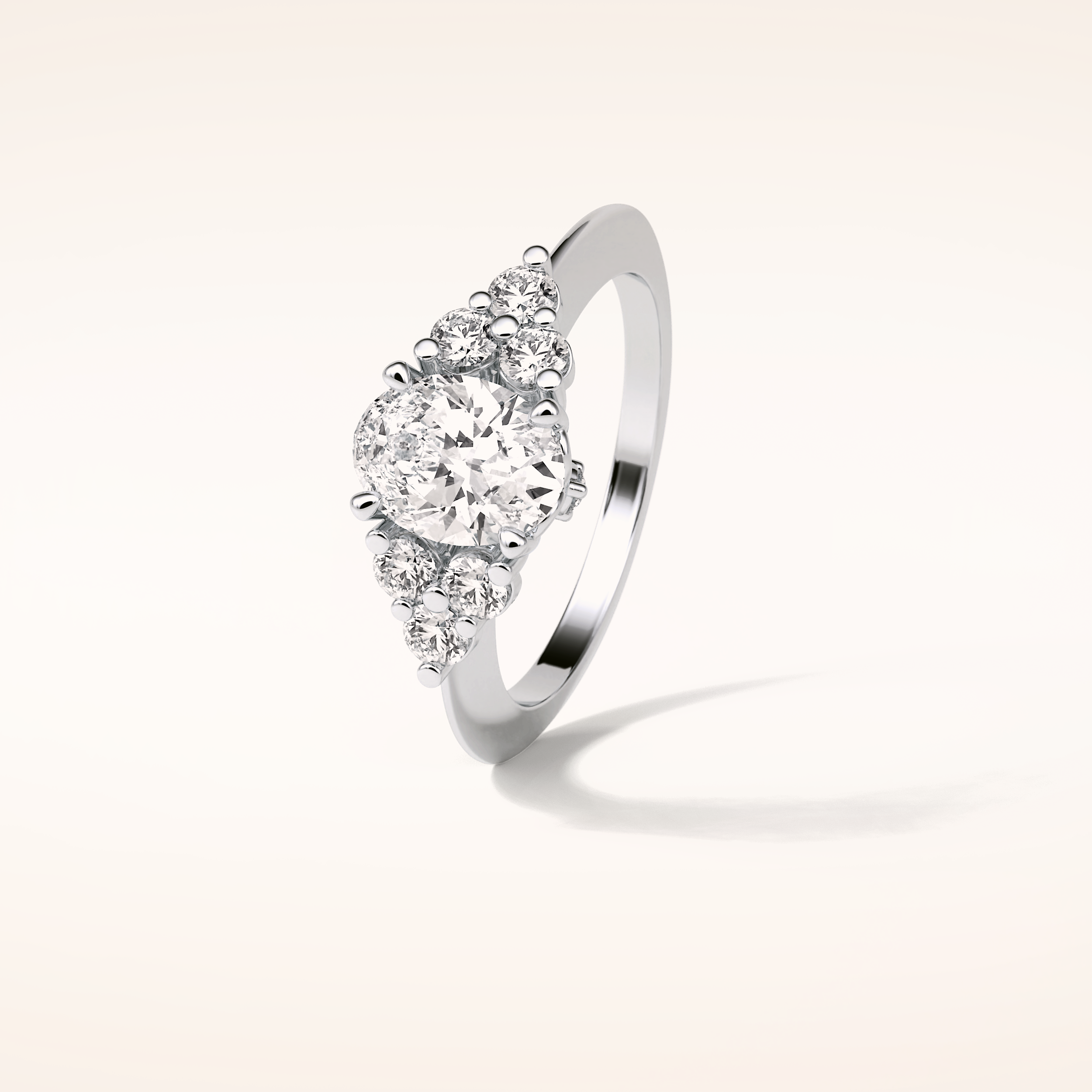 1.33 CT Oval Shaped Cluster Moissanite Engagement Ring