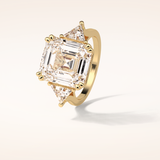 6.34 CT Asscher Shaped Cluster Moissanite Engagement Ring