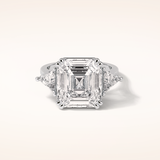 6.34 CT Asscher Shaped Cluster Moissanite Engagement Ring