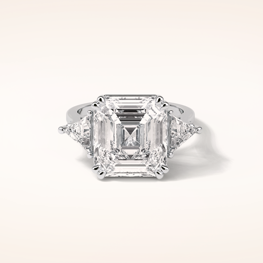 6.34 CT Asscher Shaped Cluster Moissanite Engagement Ring