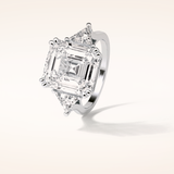 6.34 CT Asscher Shaped Cluster Moissanite Engagement Ring