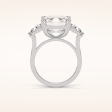 6.34 CT Asscher Shaped Cluster Moissanite Engagement Ring