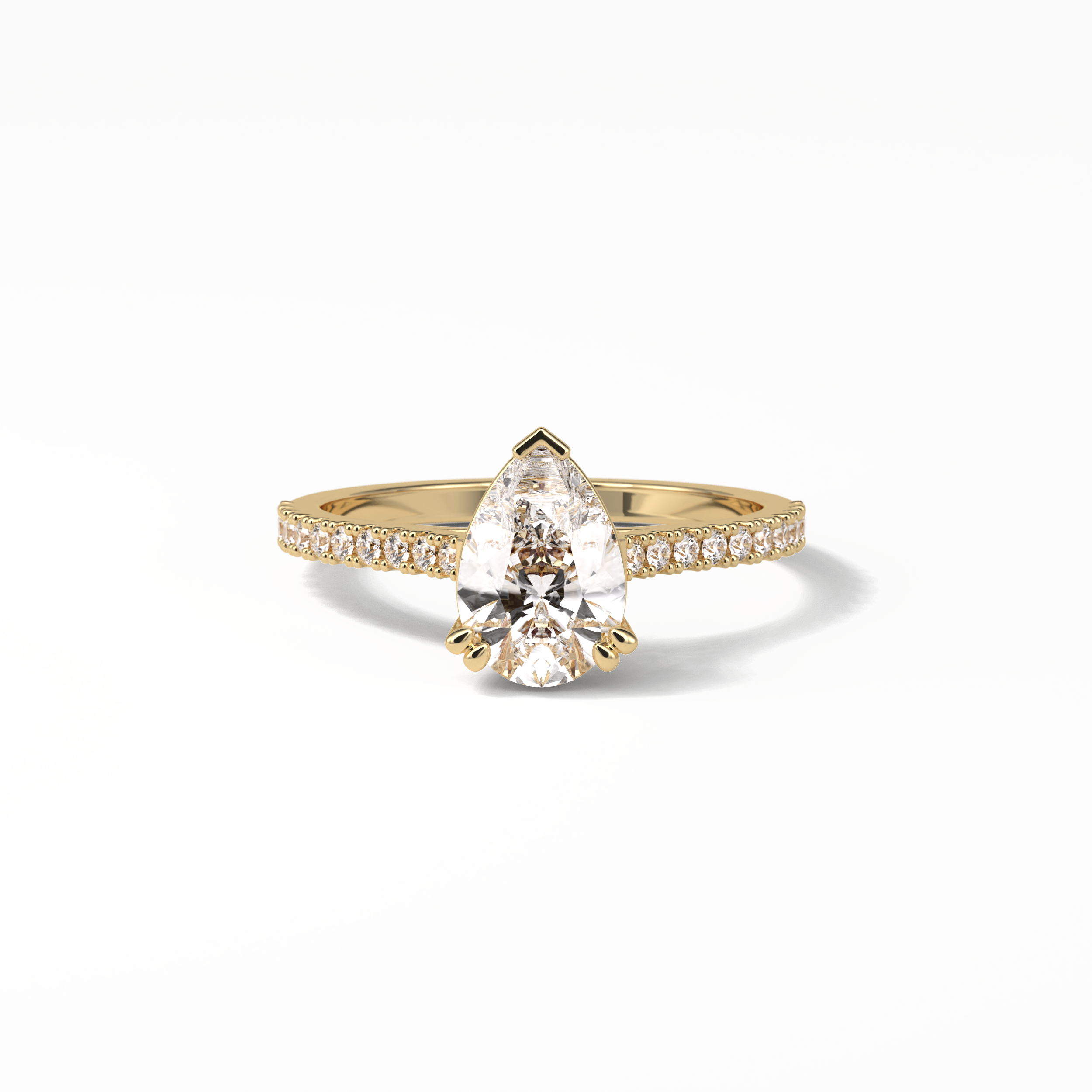 Pear Cut Pave Lab Grown Diamond Engagement Ring