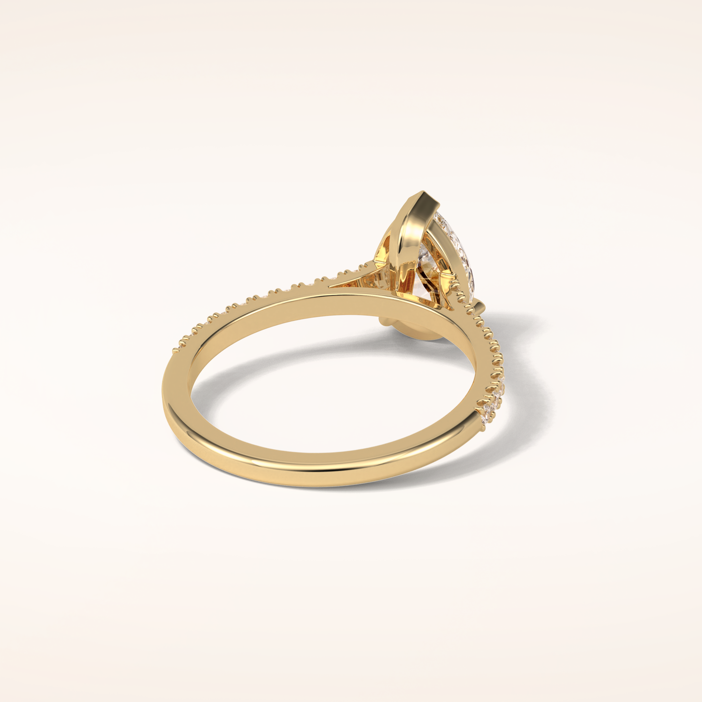 1.33 CT Pear Shaped Pave Moissanite Engagement Ring