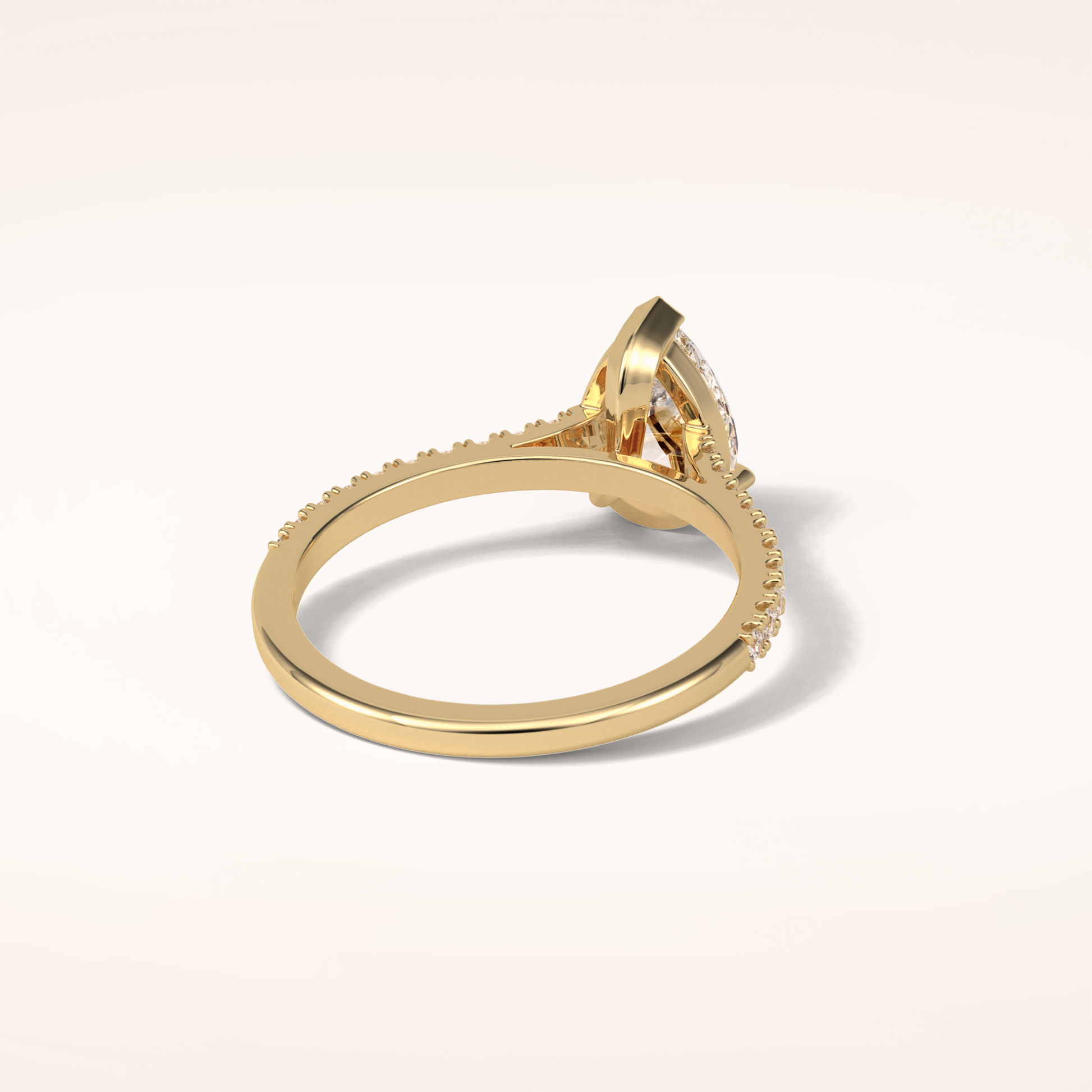 1.33 CT Pear Shaped Pave Moissanite Engagement Ring