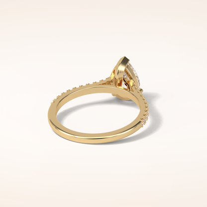 1.33 CT Pear Shaped Pave Moissanite Engagement Ring
