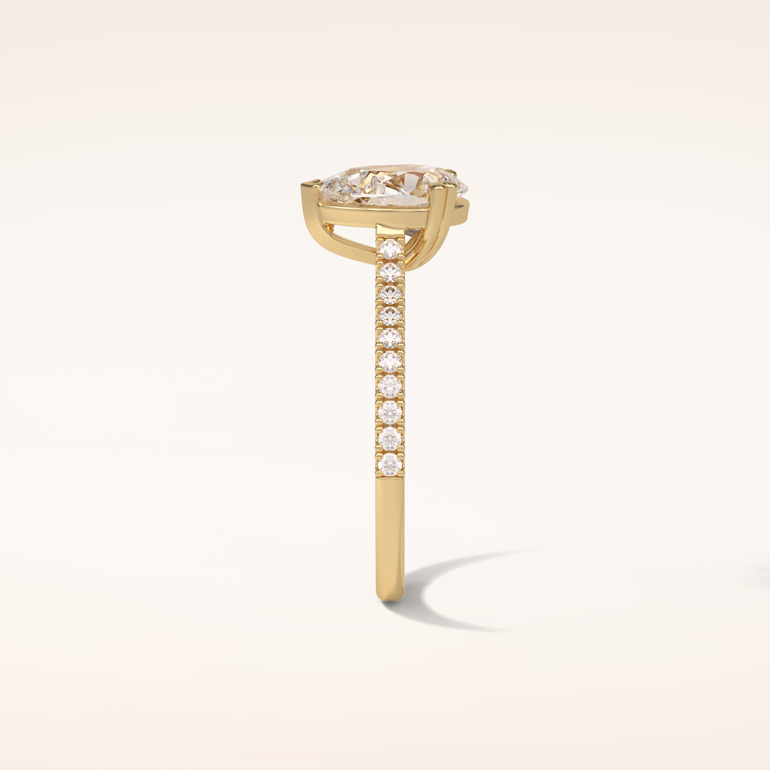 1.33 CT Pear Shaped Pave Moissanite Engagement Ring