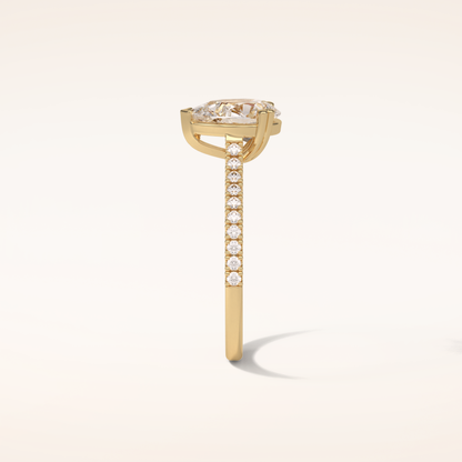 1.33 CT Pear Shaped Pave Moissanite Engagement Ring