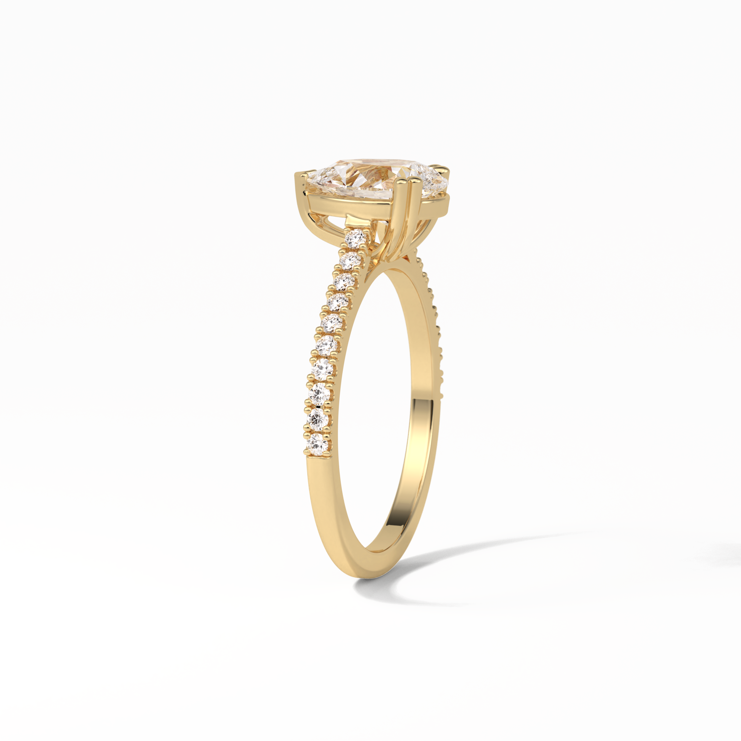 Pear Cut Pave Lab Grown Diamond Engagement Ring