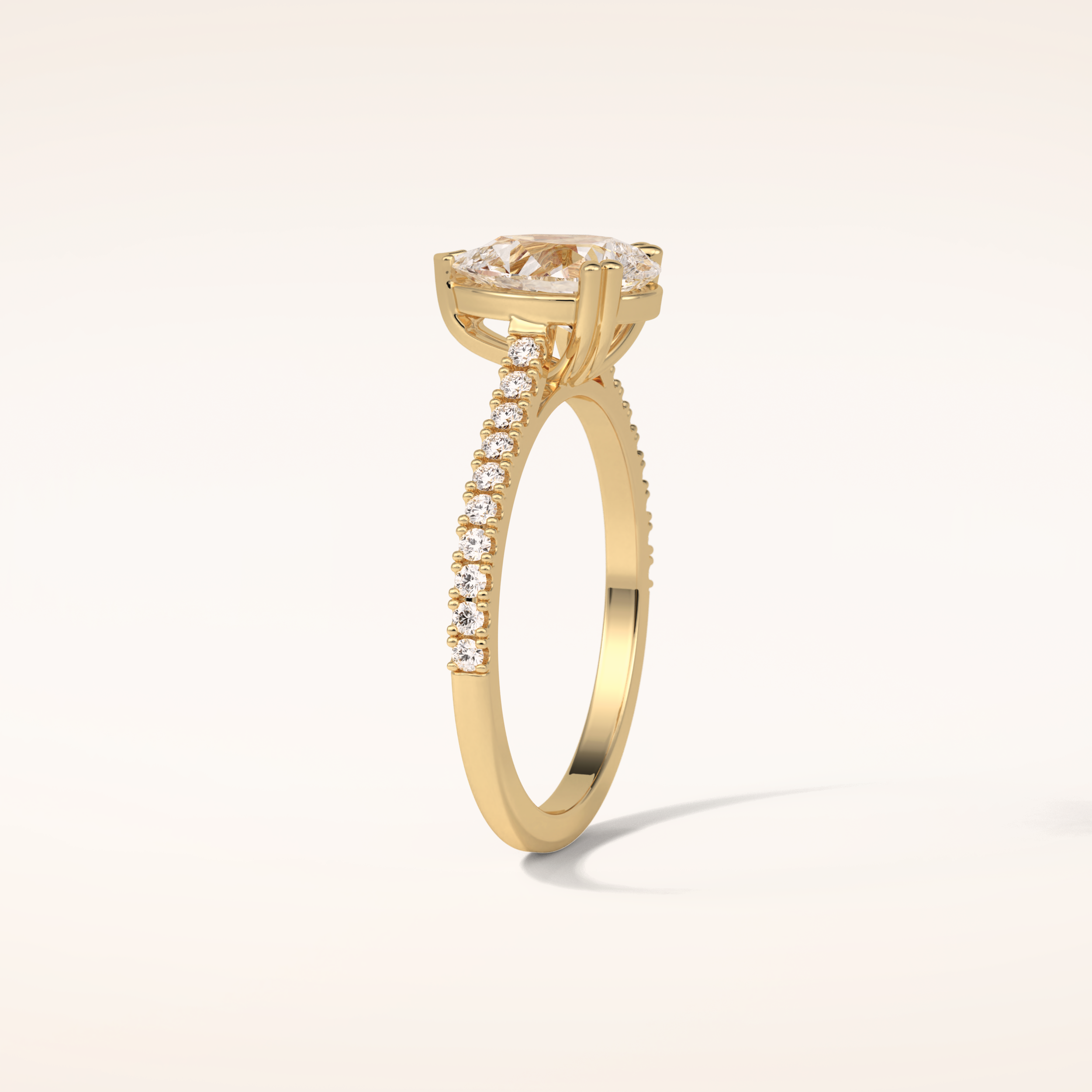 1.33 CT Pear Shaped Pave Moissanite Engagement Ring