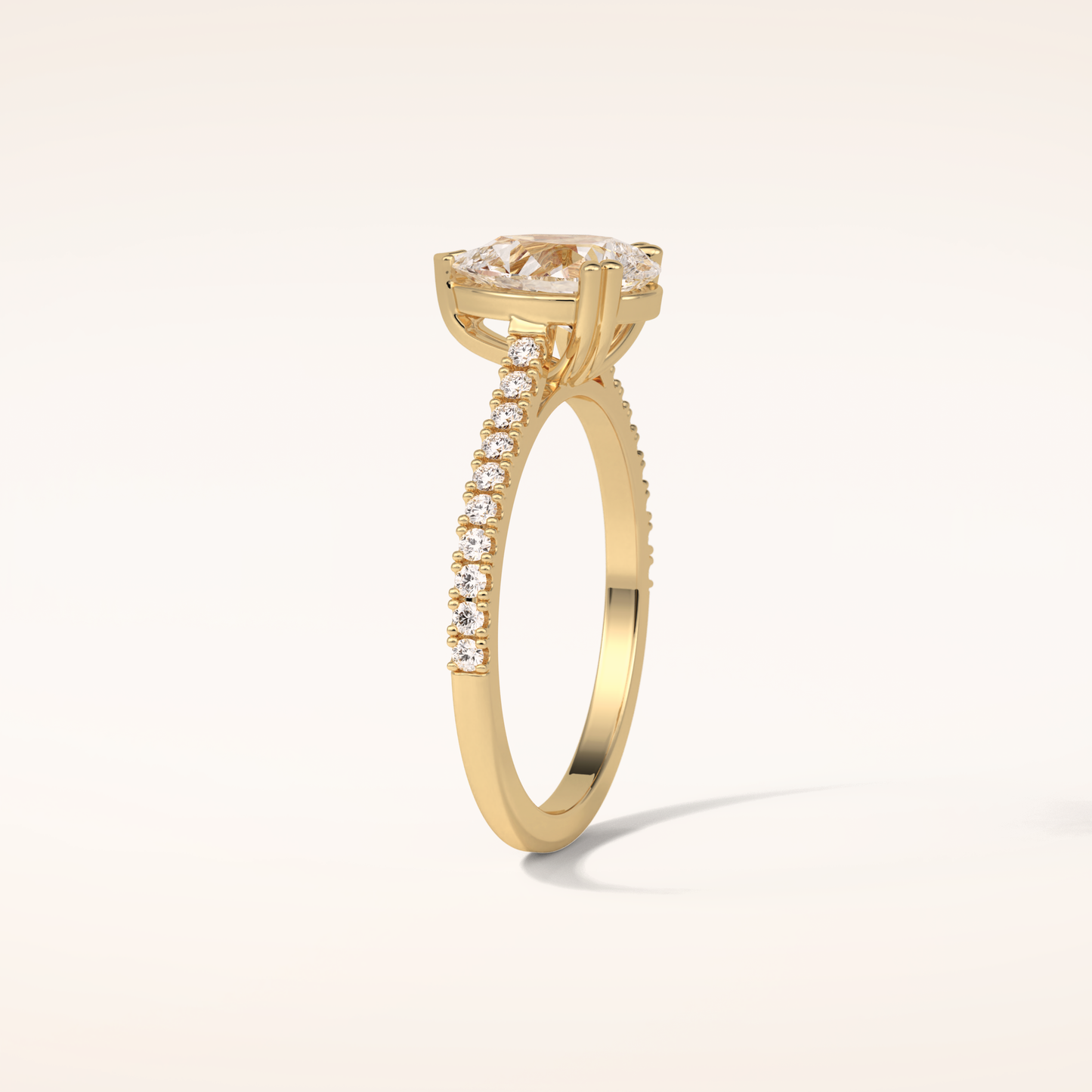 1.33 CT Pear Shaped Pave Moissanite Engagement Ring