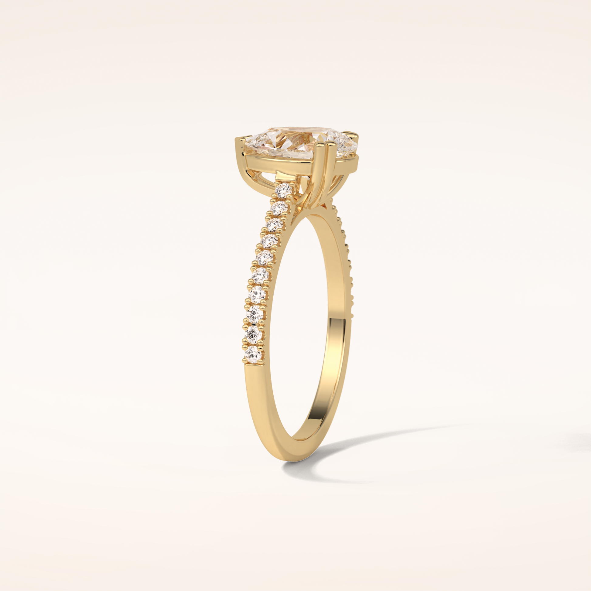 1.33 CT Pear Shaped Pave Moissanite Engagement Ring