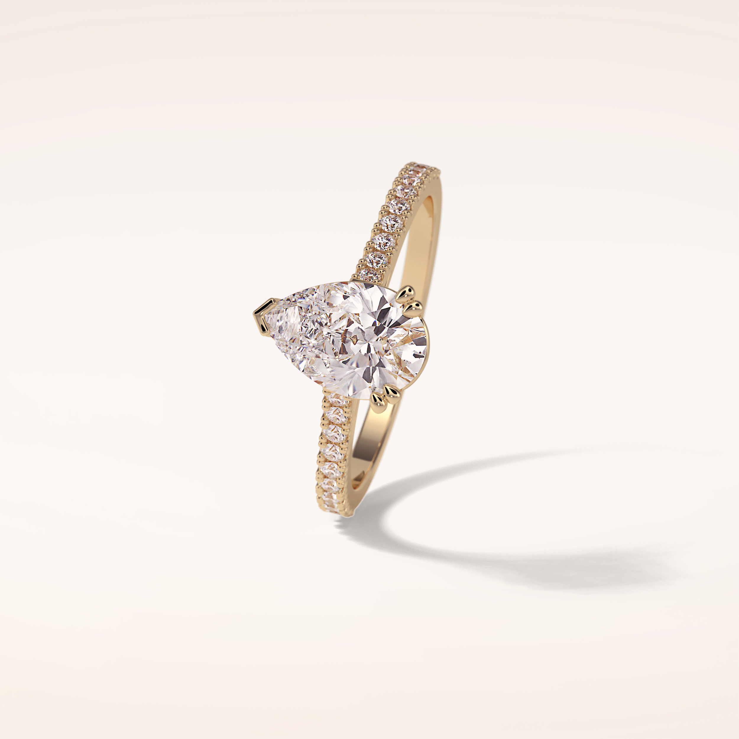 1.33 CT Pear Shaped Pave Moissanite Engagement Ring