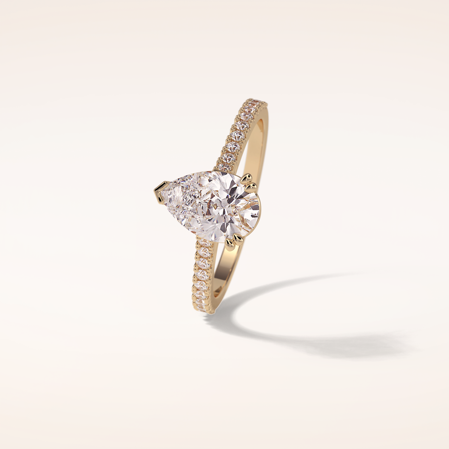 1.33 CT Pear Shaped Pave Moissanite Engagement Ring