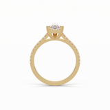 Pear Cut Pave Lab Grown Diamond Engagement Ring