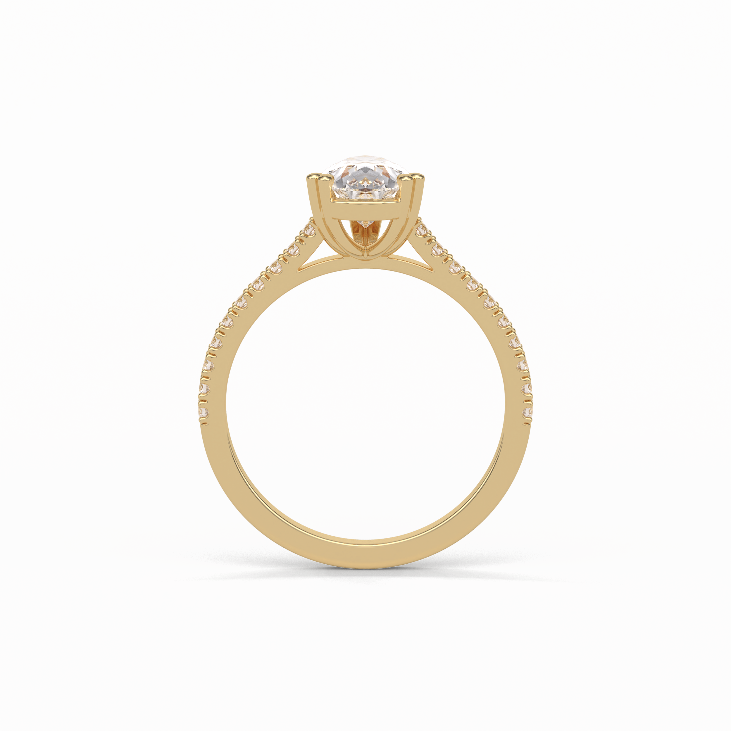 Pear Cut Pave Lab Grown Diamond Engagement Ring