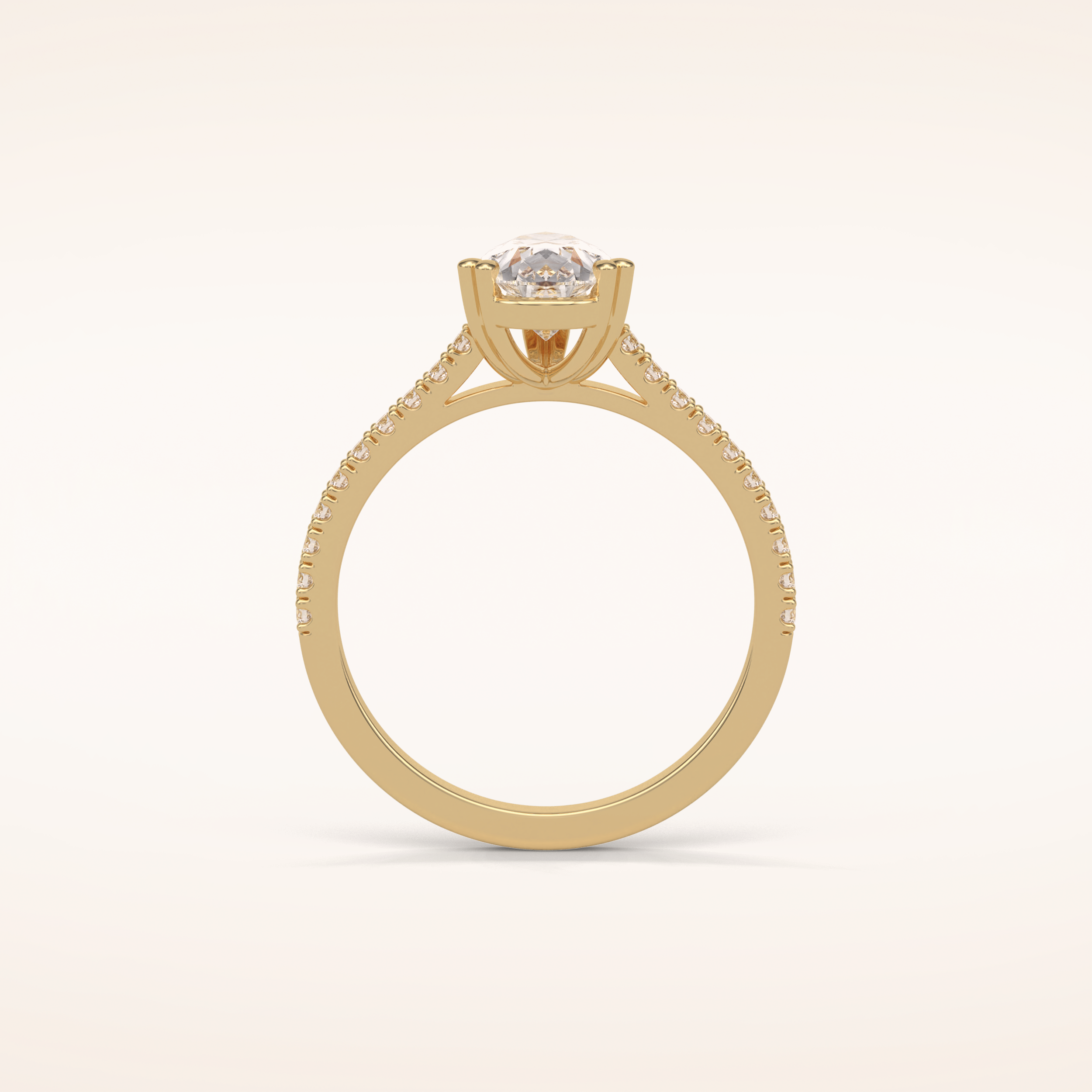 1.33 CT Pear Shaped Pave Moissanite Engagement Ring