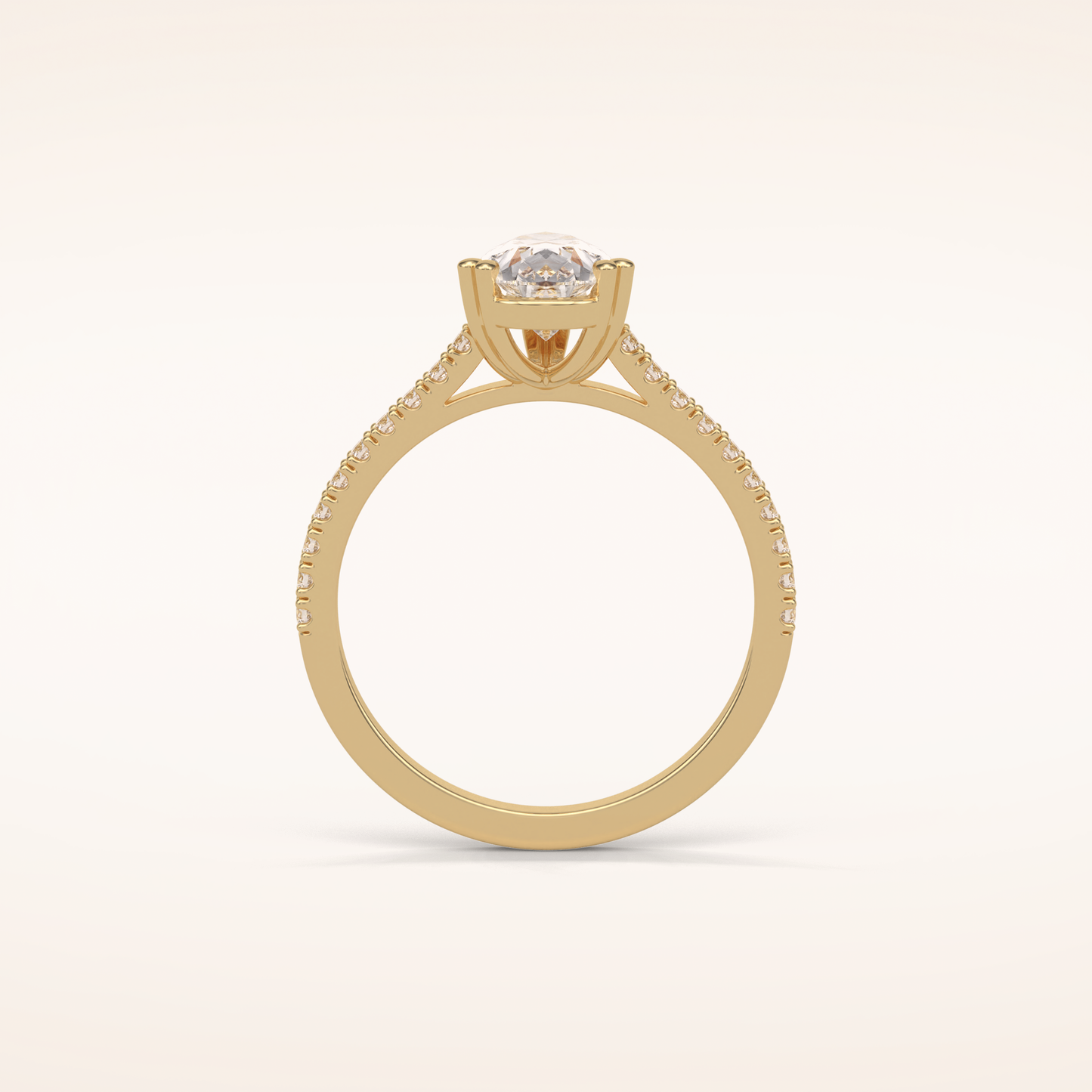 1.33 CT Pear Shaped Pave Moissanite Engagement Ring