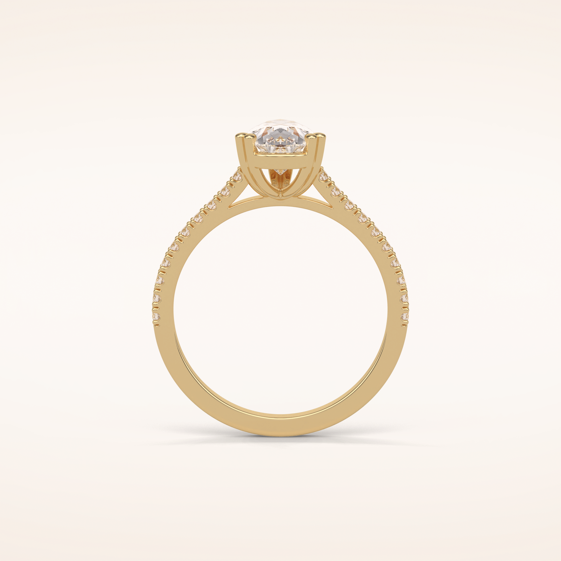 1.33 CT Pear Shaped Pave Moissanite Engagement Ring