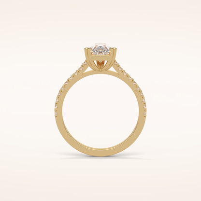 1.33 CT Pear Shaped Pave Moissanite Engagement Ring