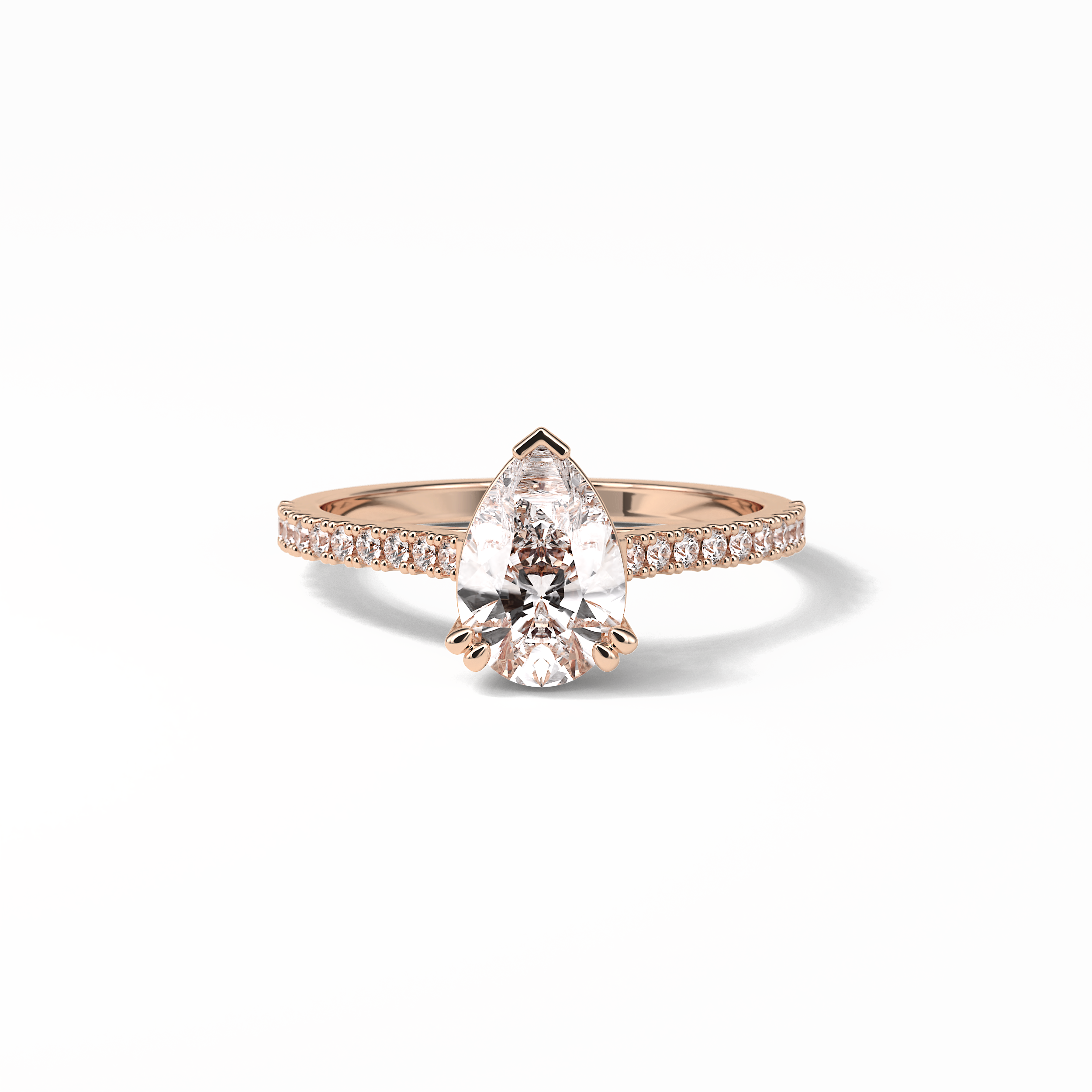 Pear Cut Pave Lab Grown Diamond Engagement Ring